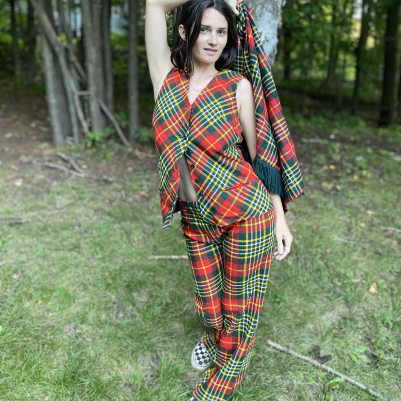 Vintage 70s Bobbie Brooks 5 Piece Wool Plaid Set Bell bottoms