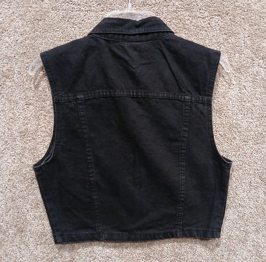 Vintage MGM Studios Black Button Up Sleeveless Shirt And Skirt Size Small Cotton