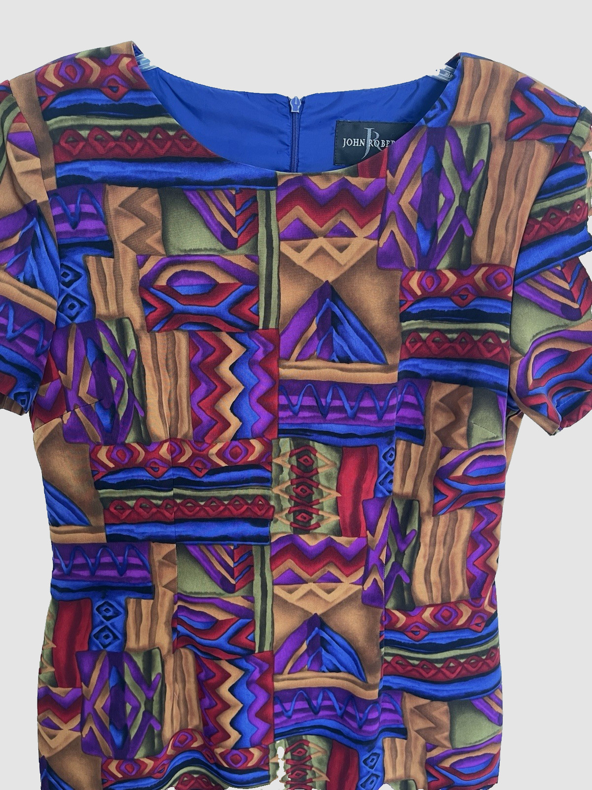 Vtg John Roberts Career Dress Abstract Shift Dress Women 10 Art to Wear Business