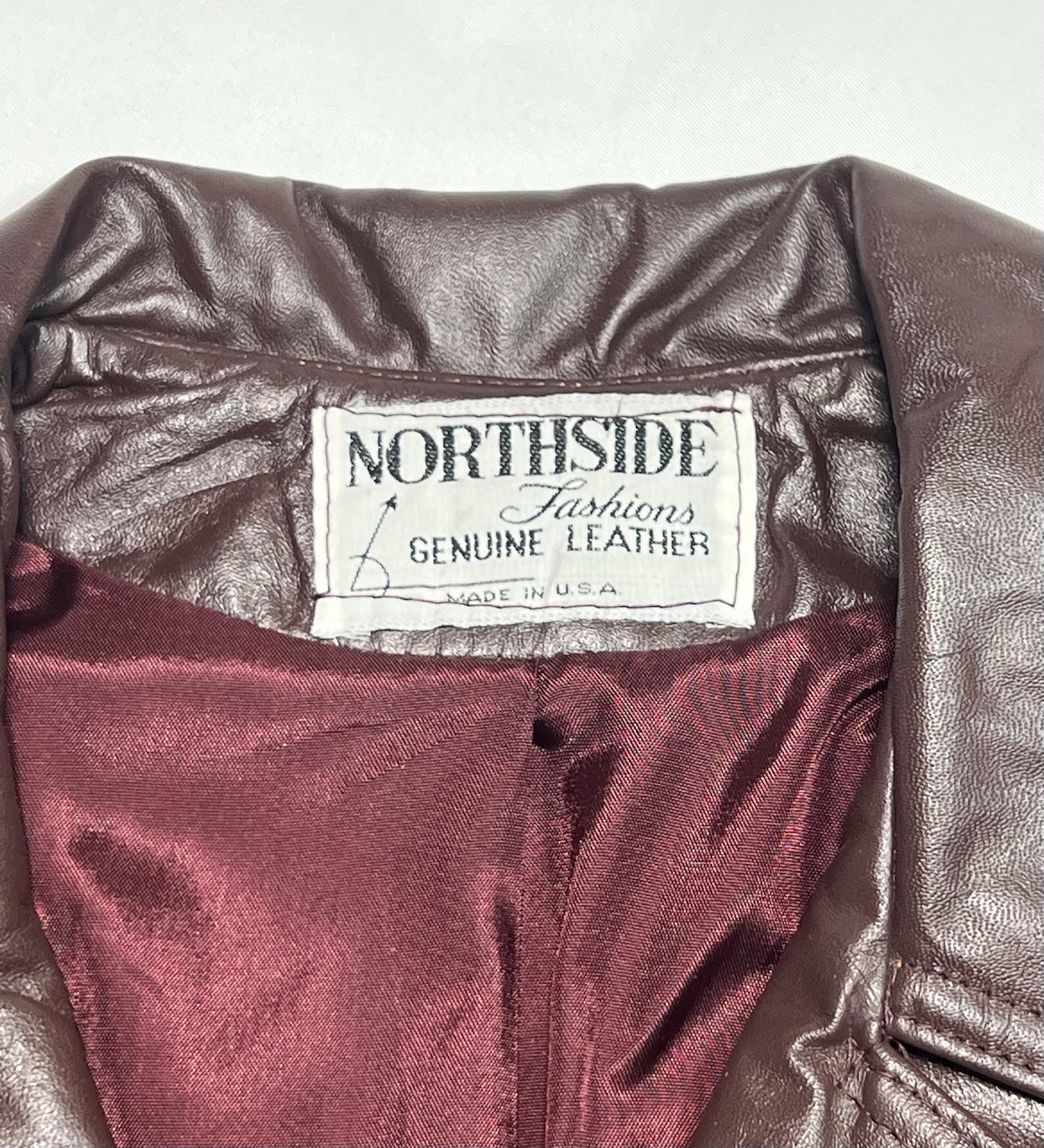 Vintage Northside Fashions Genuine Leather Jacket USA Deadstock NWT Burgundy 5/6