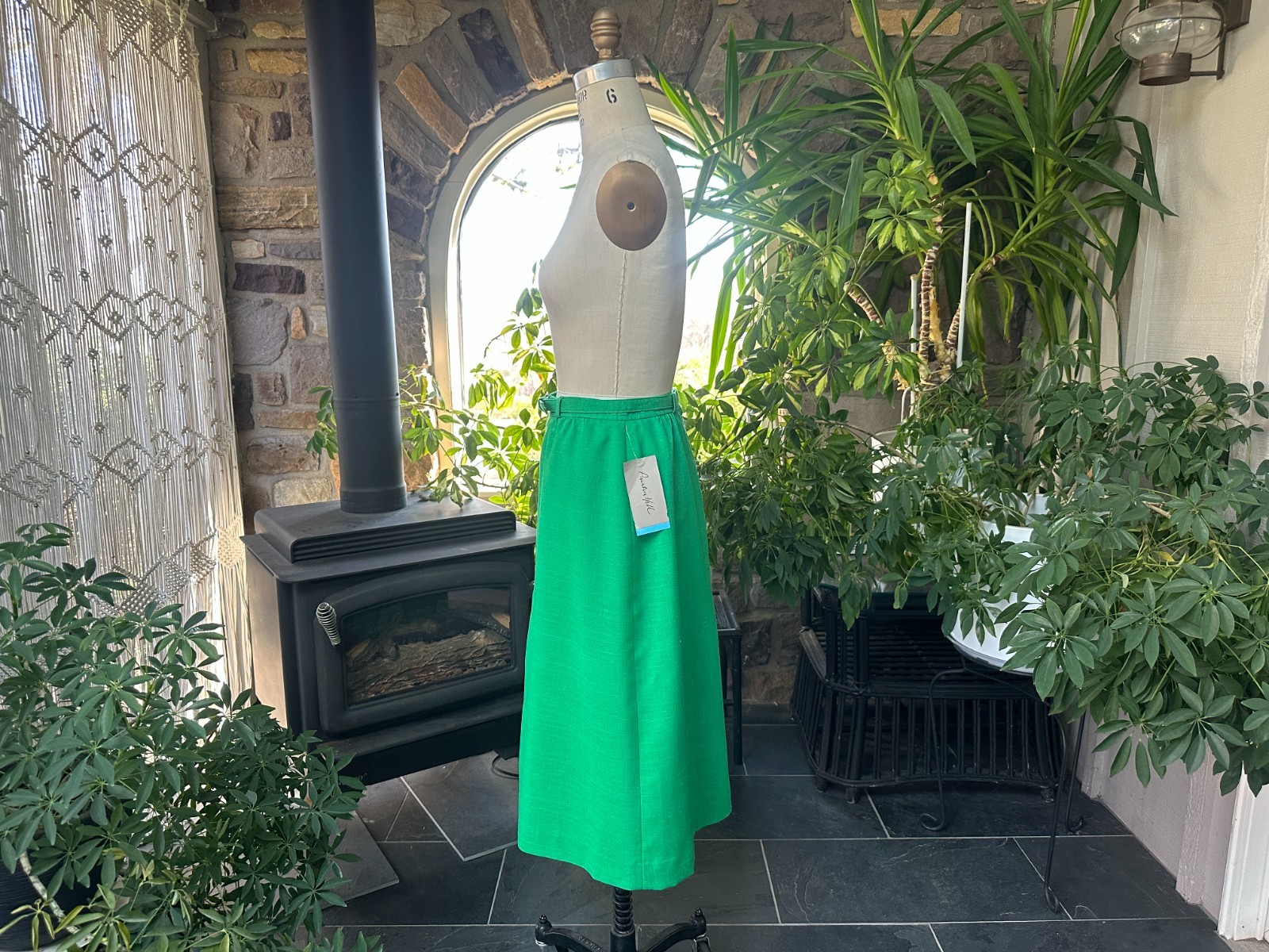 Vintage 1970s Austin Hill Kelly Green Lined Skirt Deadstock with Tags