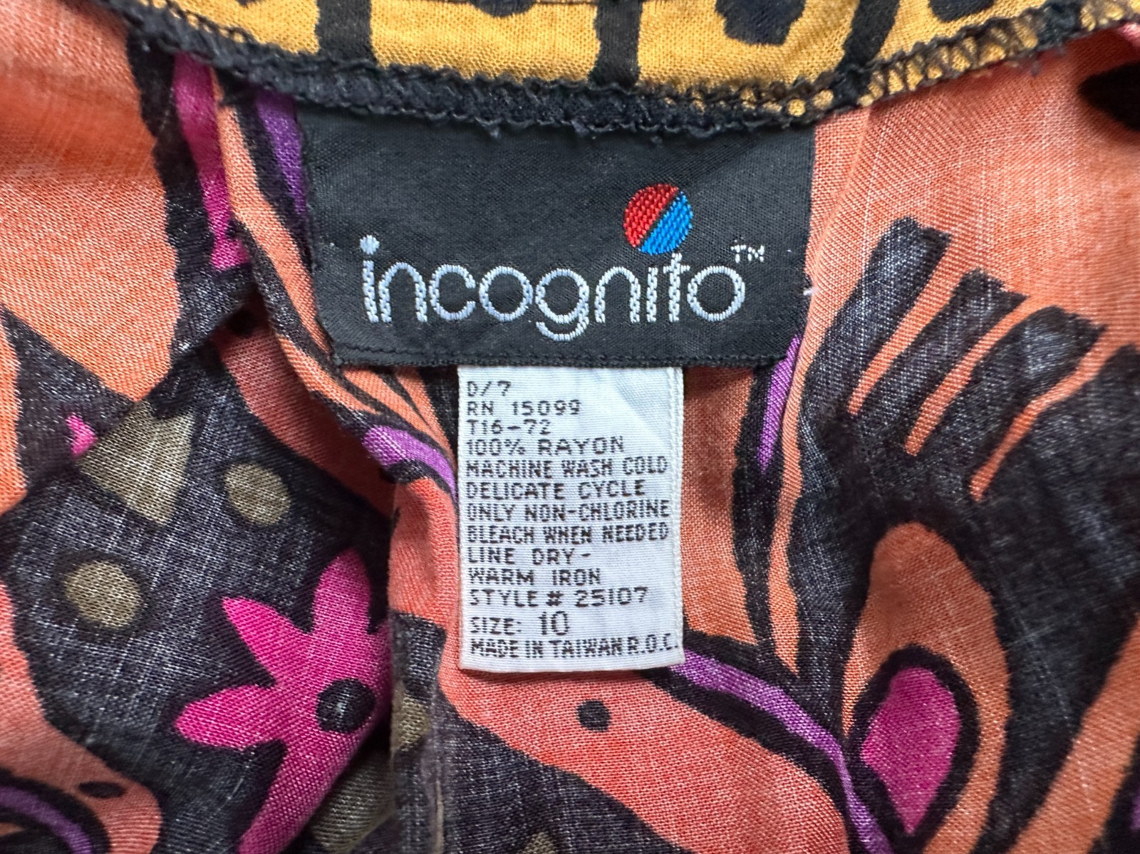 Vintage 1980s Colorful Full Rayon Skirt Incognito