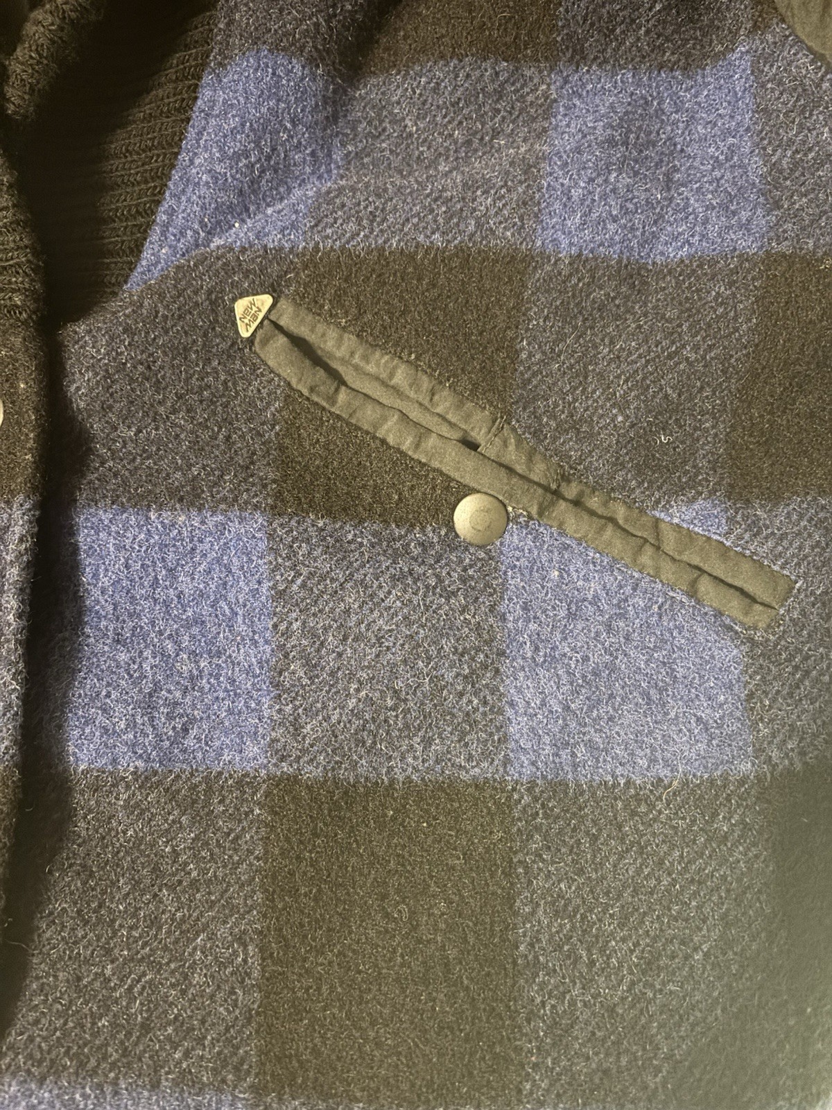 True Vintage 70s 80s Wool Blend Buffalo Check Shawl Collar Snap Jacket Women 42F