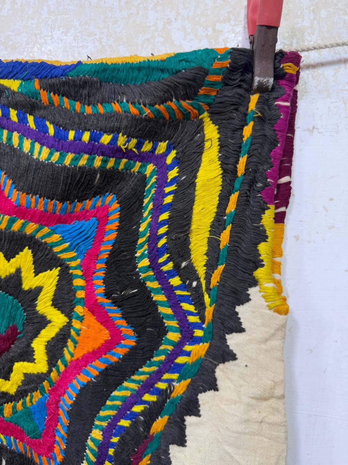 Vintage Beautiful Hand Embroidered Gautemalan San Mateo Huipil 75×72 Cm