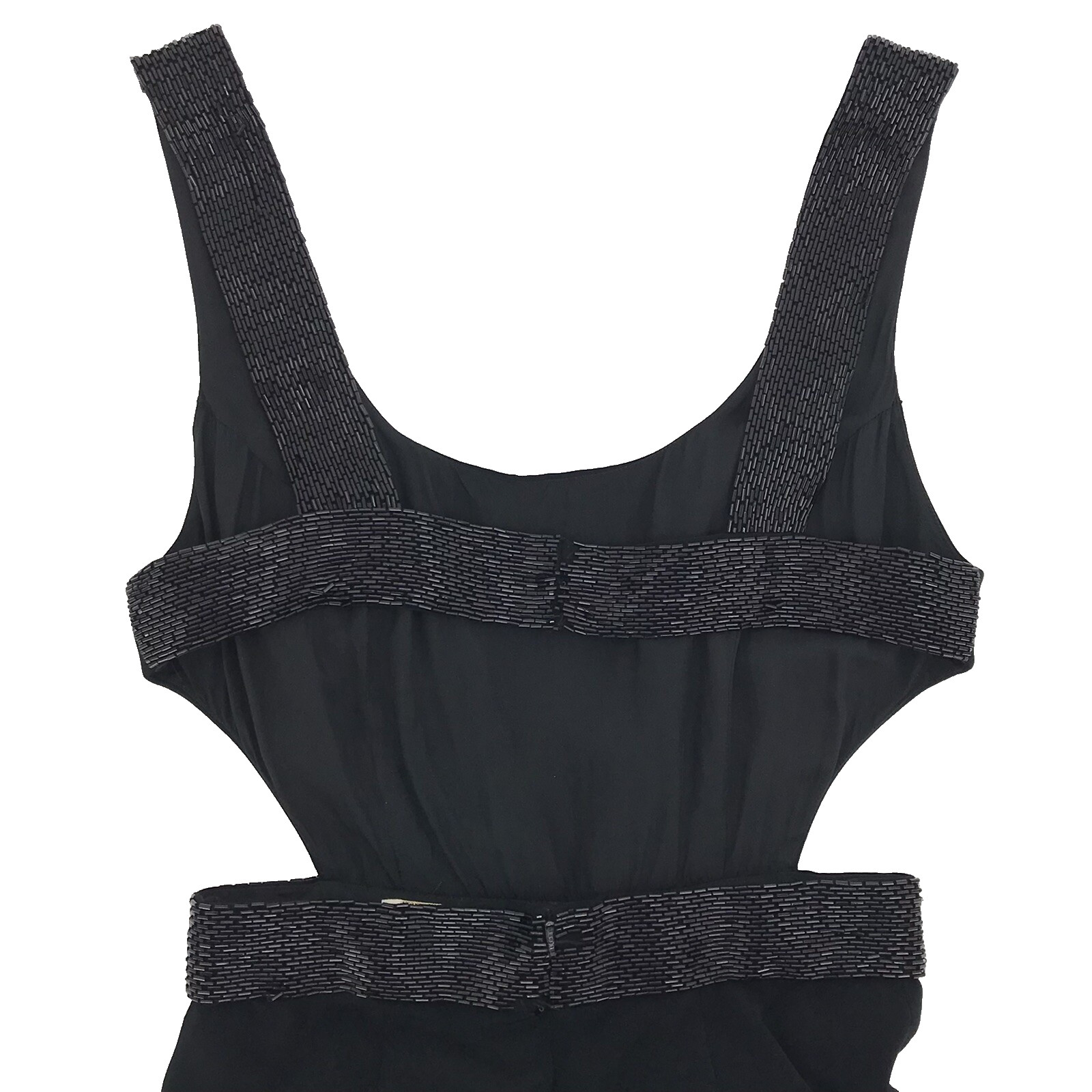 Vintage Cache Jumpsuit Romper Black Halter Beaded Black Stretch Womens Size 2