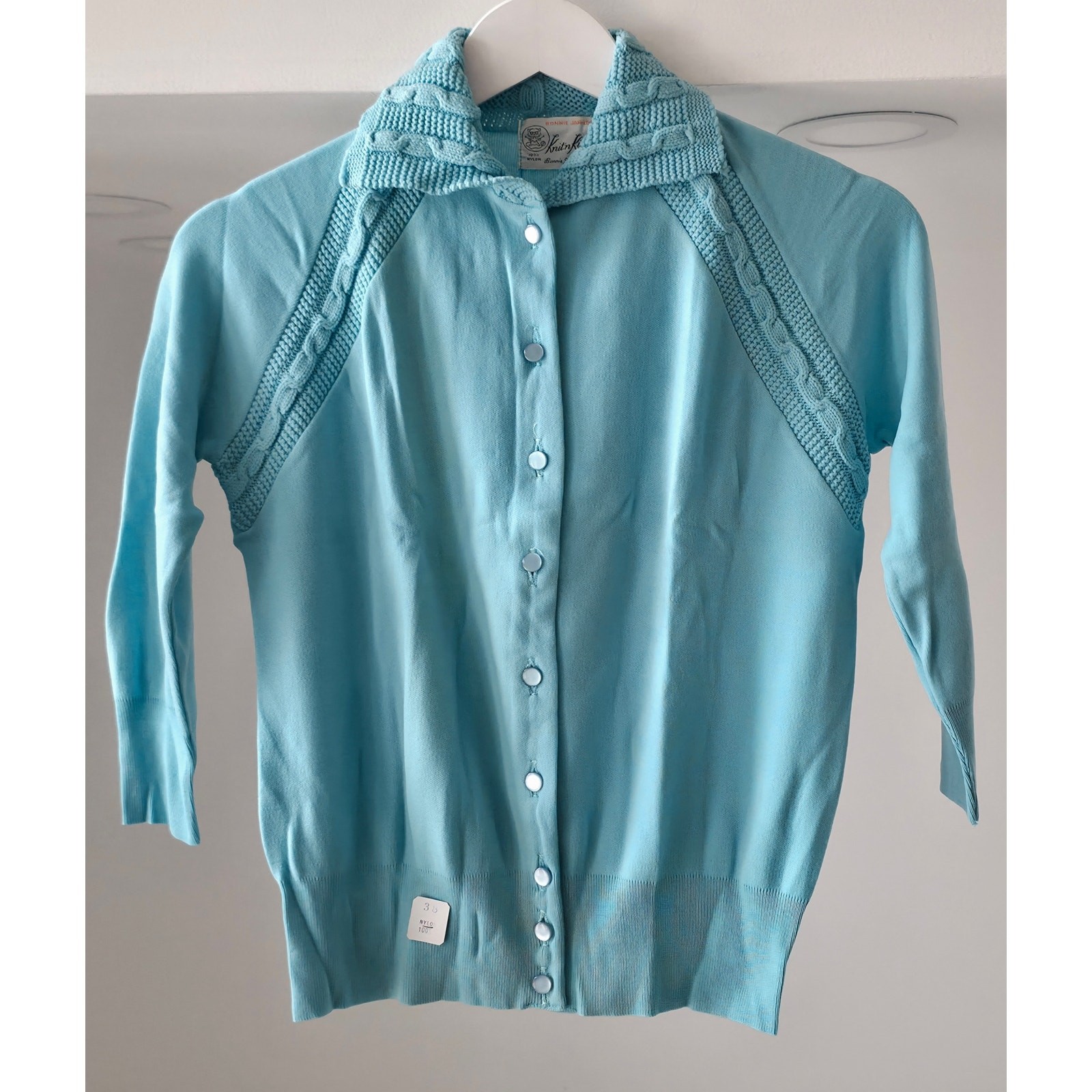 VINTAGE *NEW* 1960’s Bonnie Jan Women’s Blue Button-Down Sweater Size M (38)