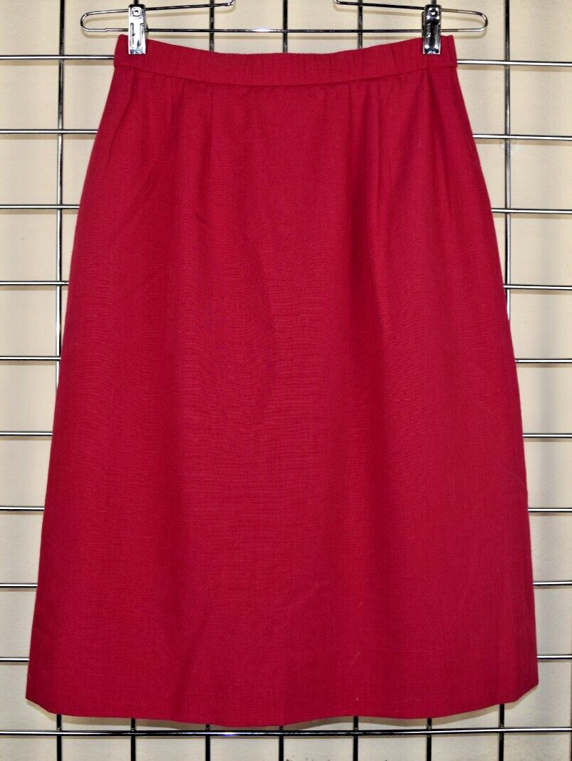 Vintage Pleated Skirt Size S/M60s Burgundy Red Poly Wool Blend Lined Mod GoGo