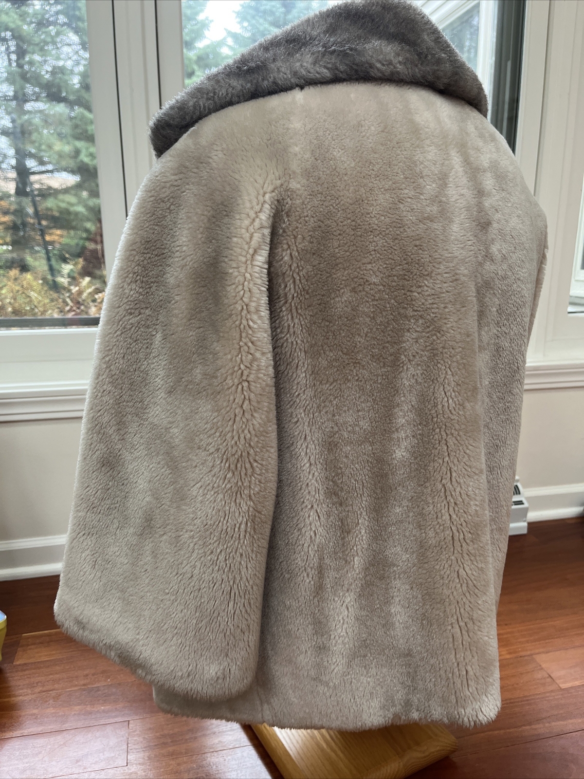 1970s Vintage Faux Fur Coat Borgana Deluxe Fake Mink Stole Tan Gray Colored