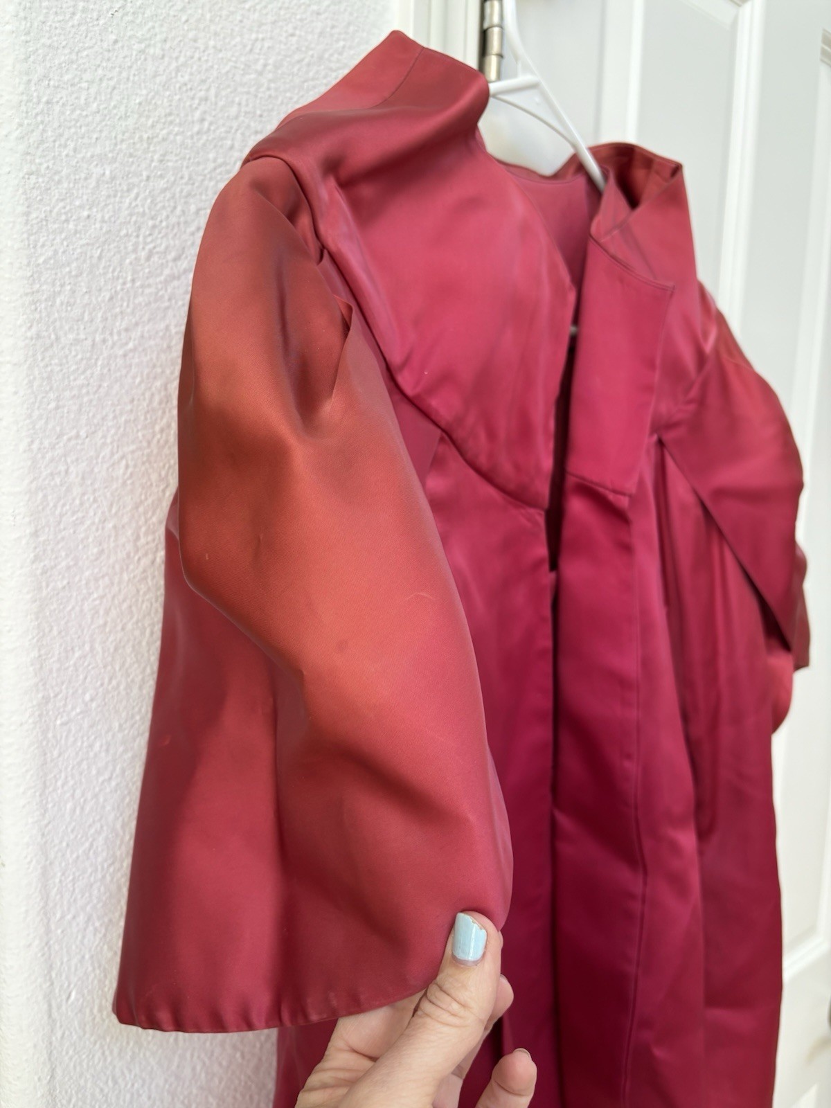 VTG Lilli Diamond Red Satin Dress Matching Evening Coat Oversized Size 4 FAIR
