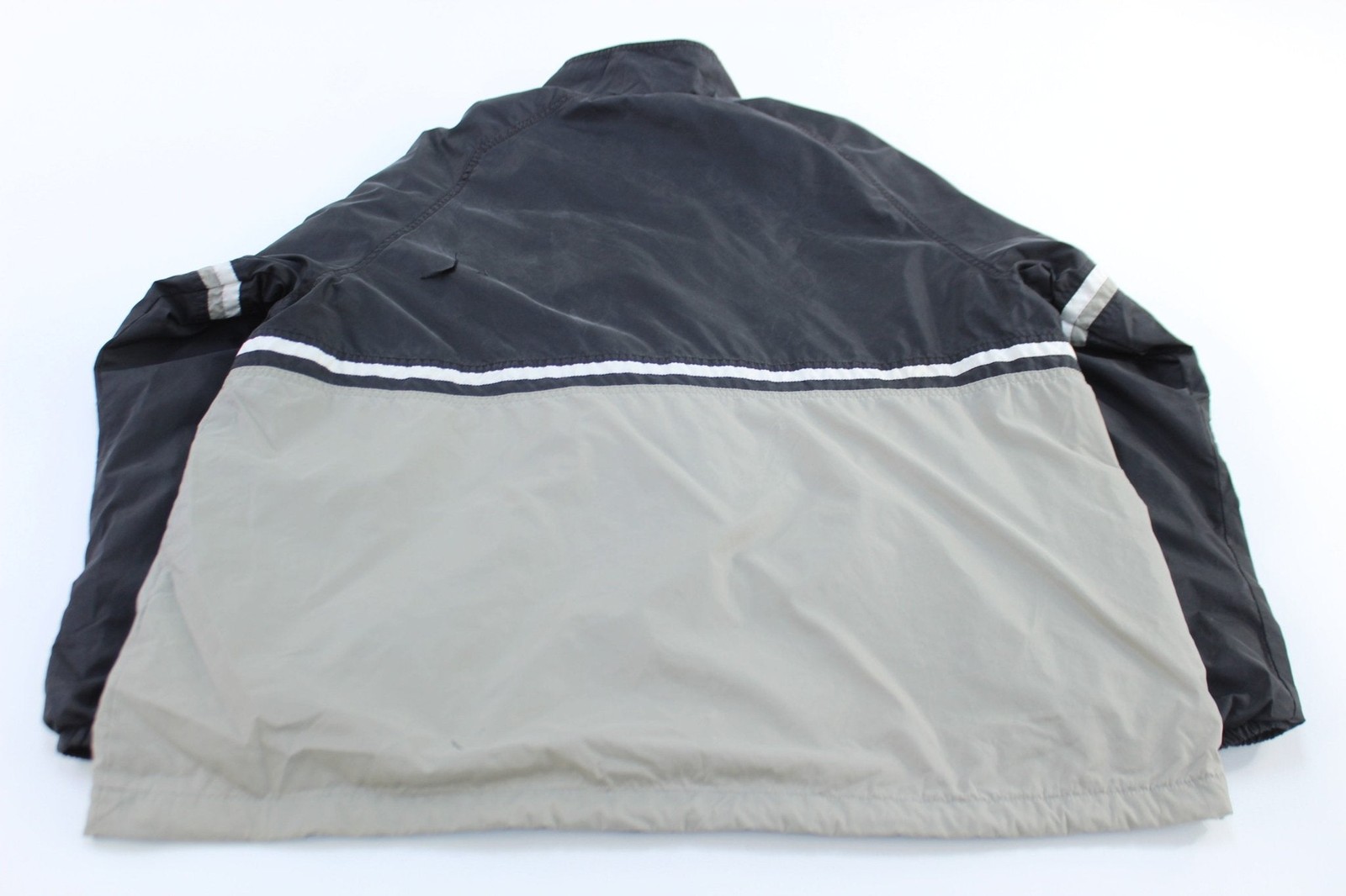 2000s Nike Embroidered Logo Grey, Black, & White Zip Up Jacket
