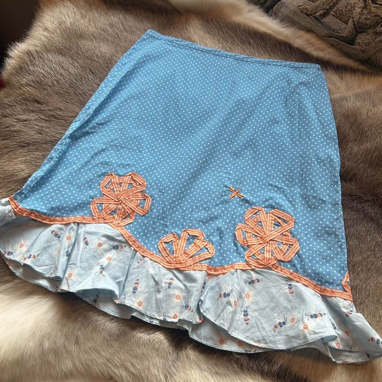 Kitschy Vintage 90s Bumblebee Blue Frilly Skirt, Size 4