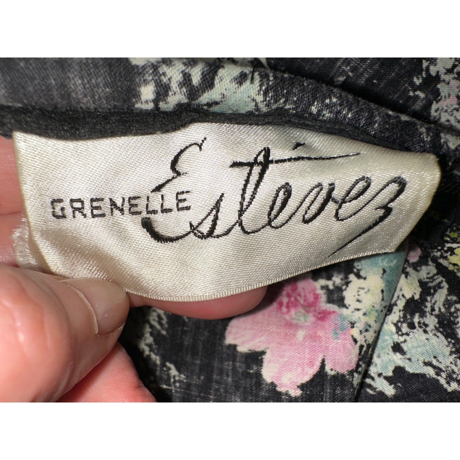 VINTAGE FIFTIES GRENELLE ESTEVEZ FLORAL PRINT CIRCLE SKIRT POLISHED COTTON DRESS