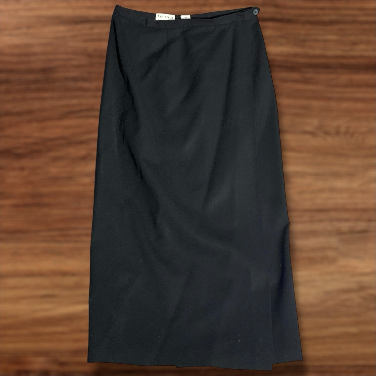 Ann Taylor Vintage Women’s Wool True Full-Wrap Maxi Pencil Skirt – Black – 12