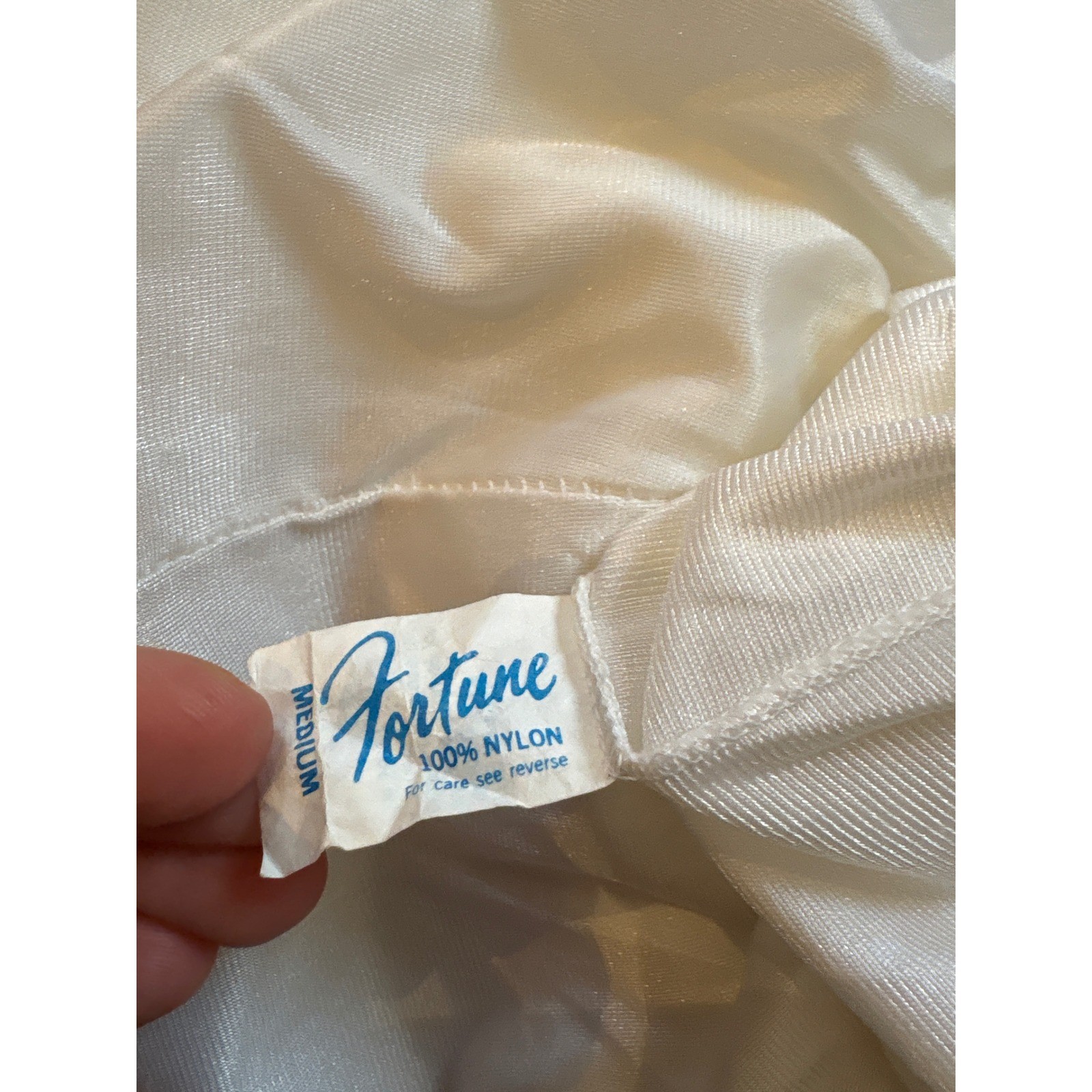 Fortune Half Slip Women White Vintage Lace Trim Elastic Waist SIZE Medium