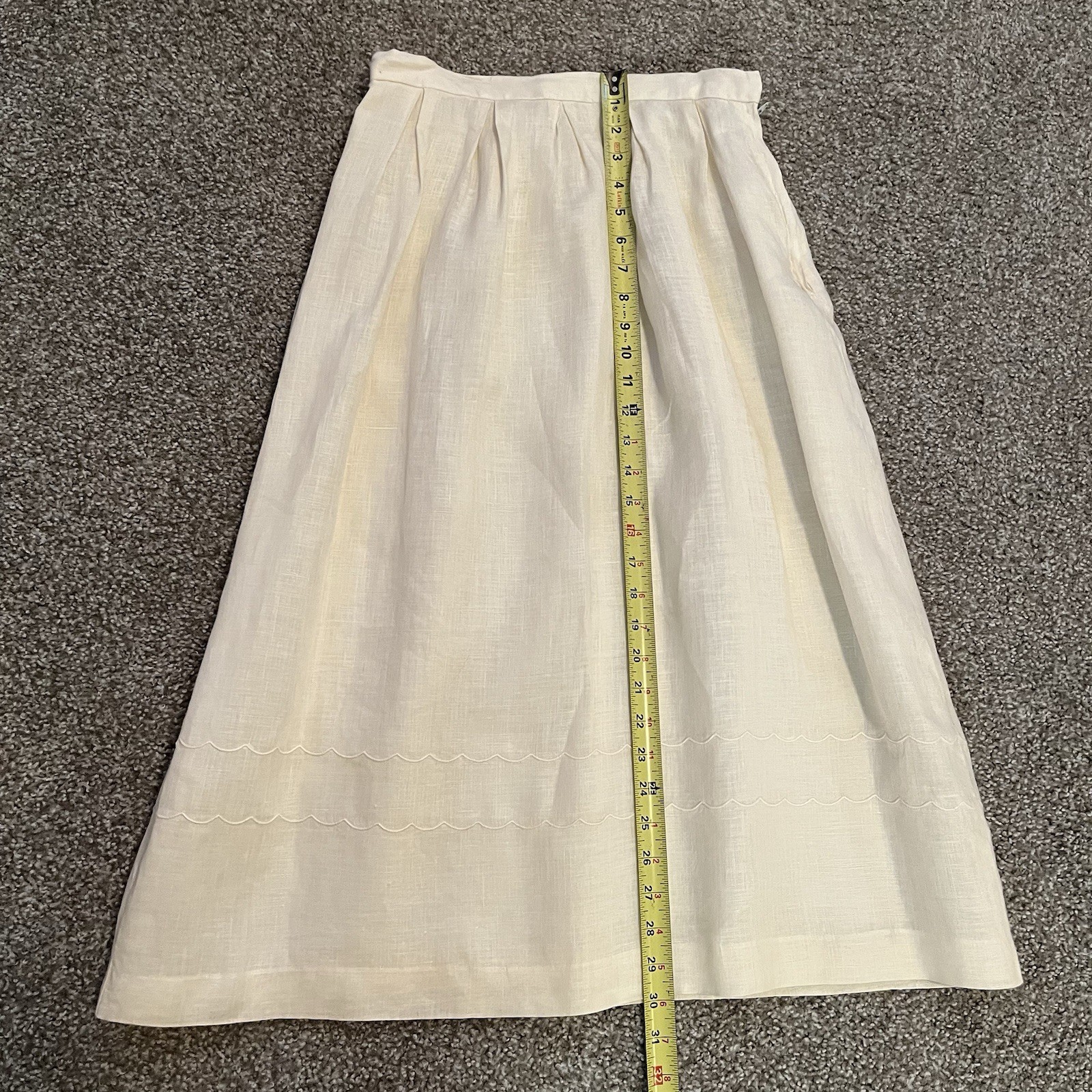 VTG Cloak of Many Colors Women’s 10 Linen Midi Skirt Set Ivory Crochet Victorian