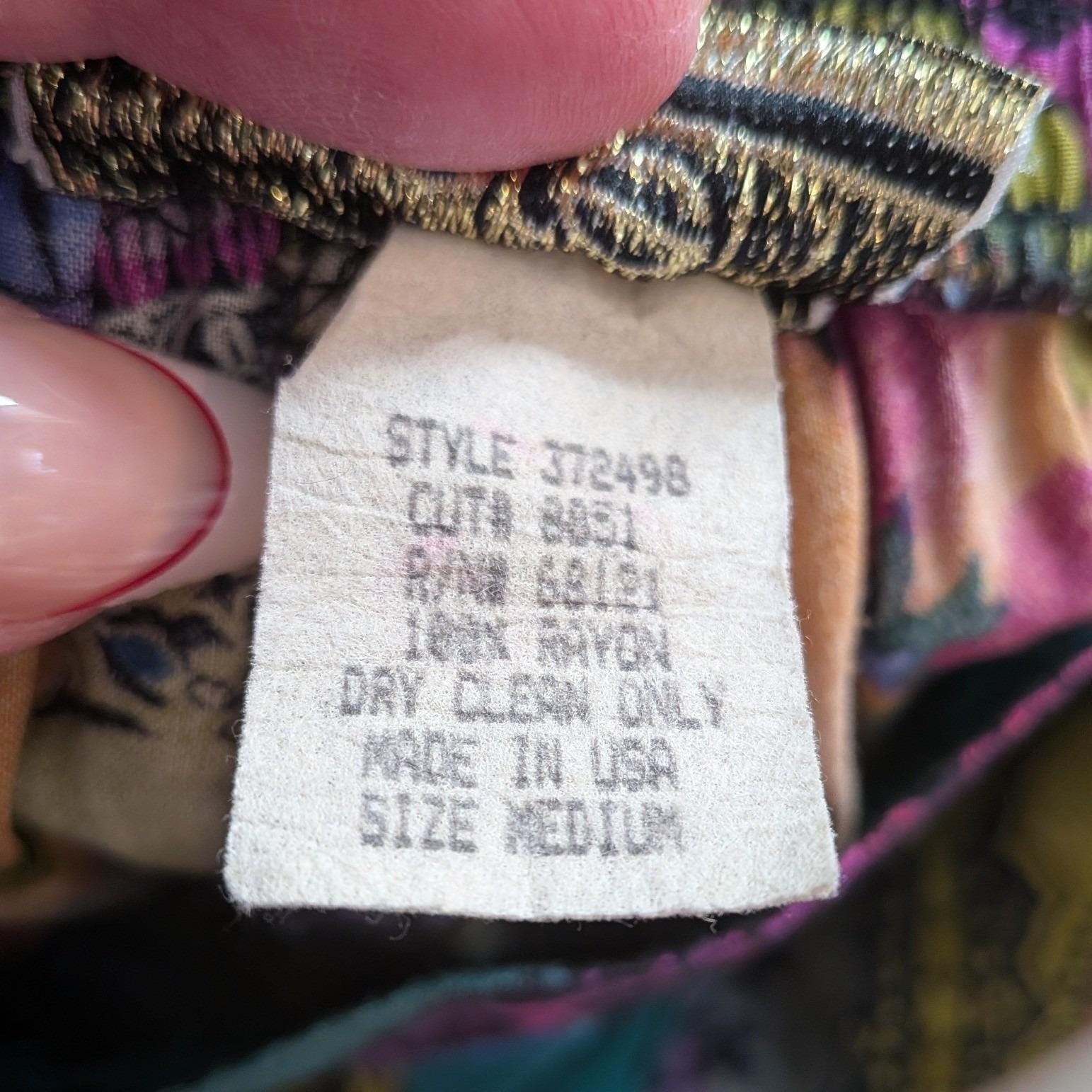 Hippie Festival Boho Tie Dye Floral 80s Patchwork Y2K Retro Purple Teal M Skirt