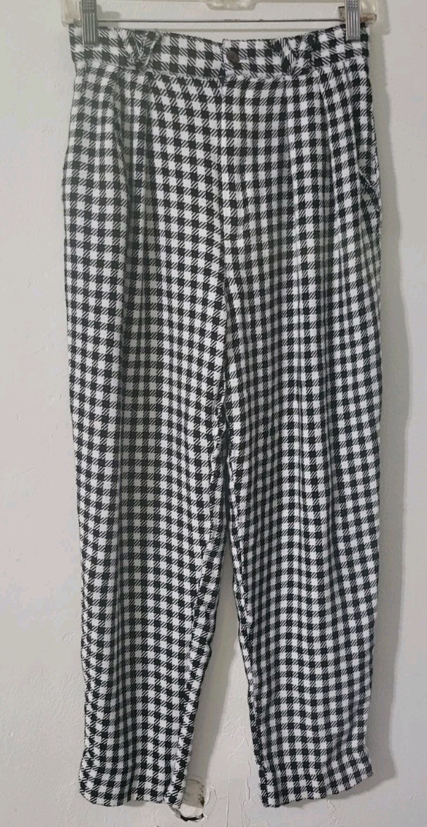 Vintage Ollie New York City Fashion Designer Size 9 Black White Checkered Pants