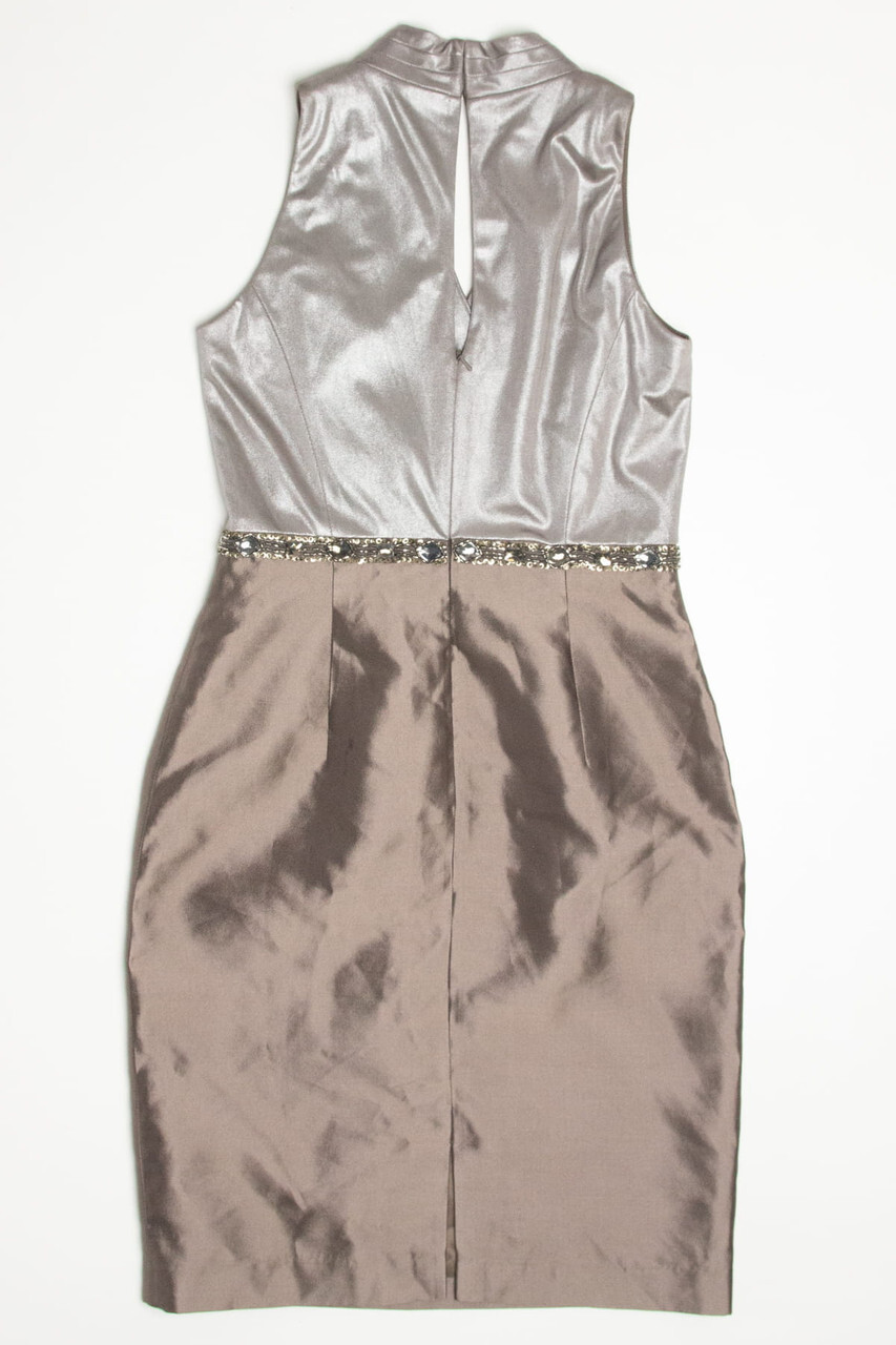 Vintage Beaded Silver Shimmer Kay Unger Party Dress Medium Sz 6 Elegant