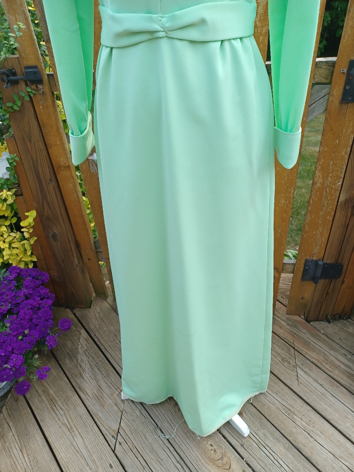 True Vtg Mid-century 1960s 1970s Long Formal Dress Mint Green MCM Mod Maxi 11/12