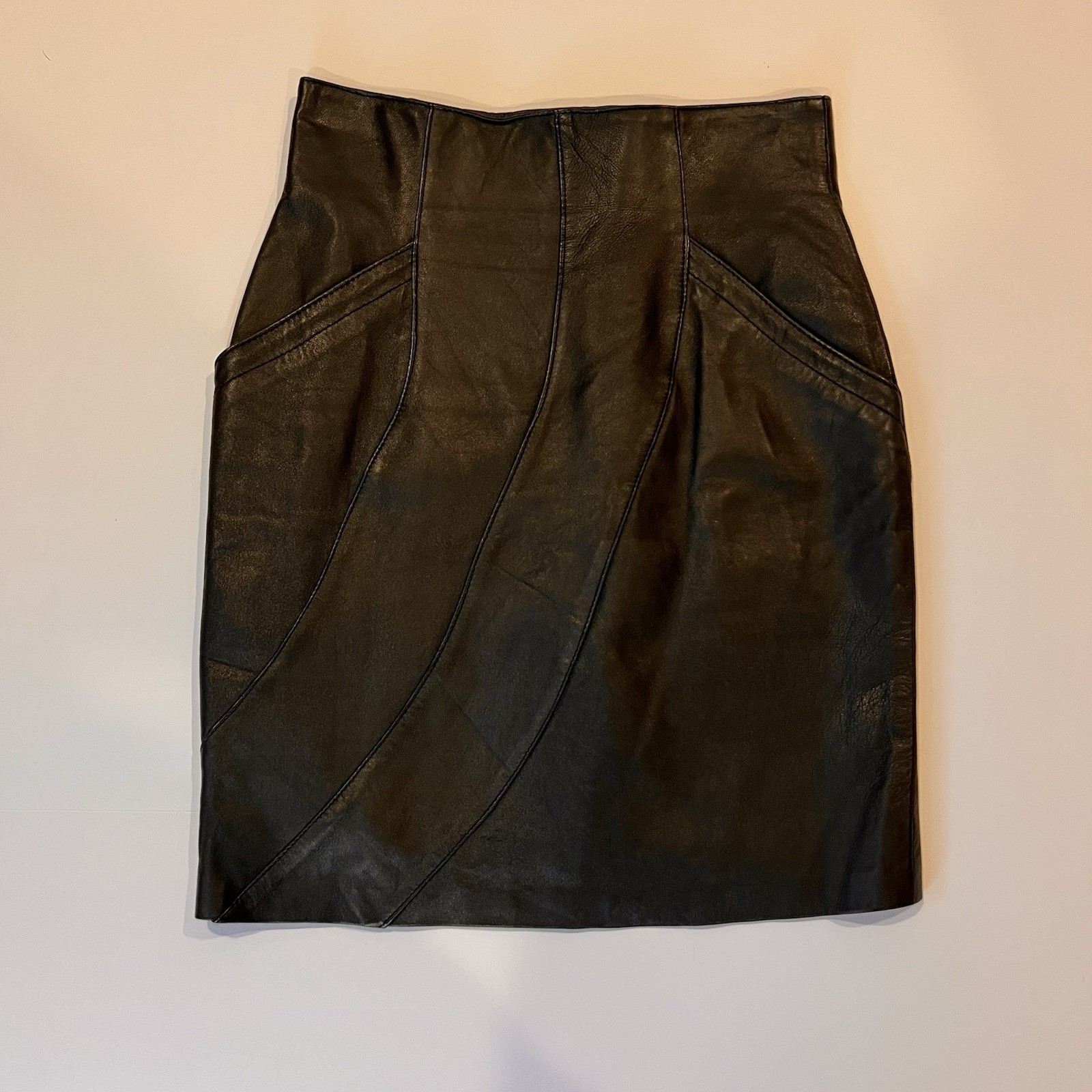 Vintage Giorgio Saint Angel Leather Pencil Skirt 6 Dinkie Tang High Waisted 80s