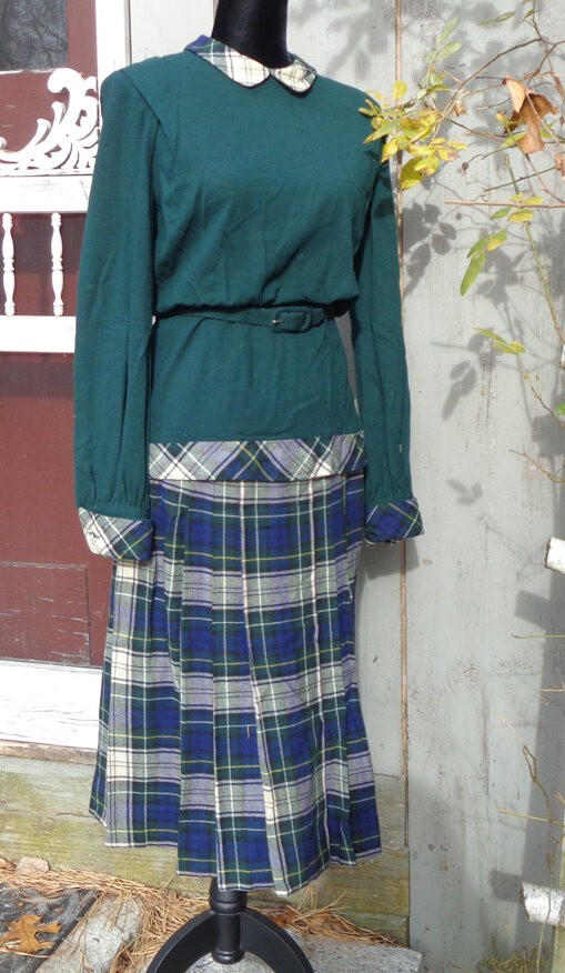 Vintage 1940s Wool Plaid Skirt and Sweater Set- New York Label – Rare