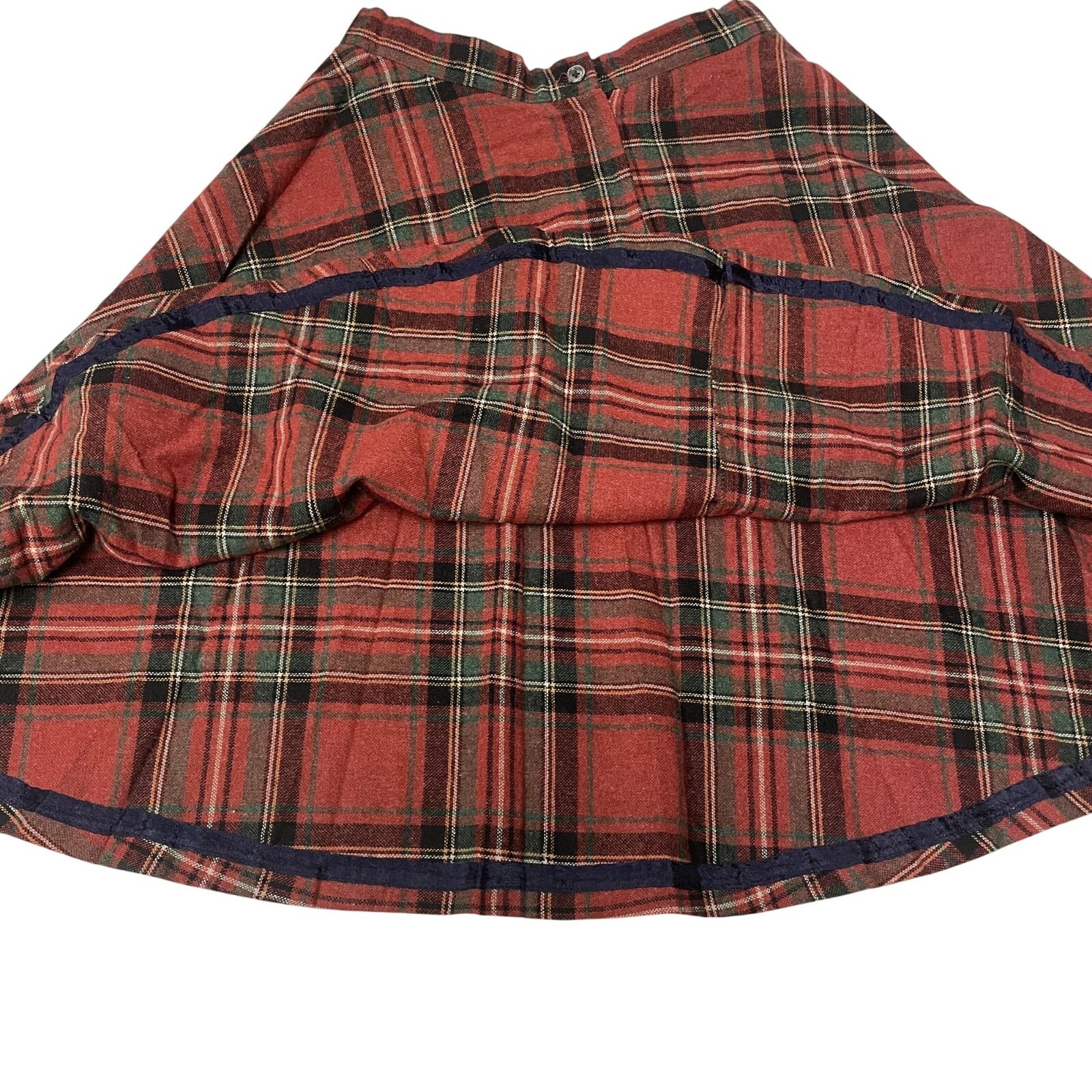 Vtg 60’s Red Green TARTAN MIDI Thick Wool Tweed MOD A Line Flared Skirt 28 XS
