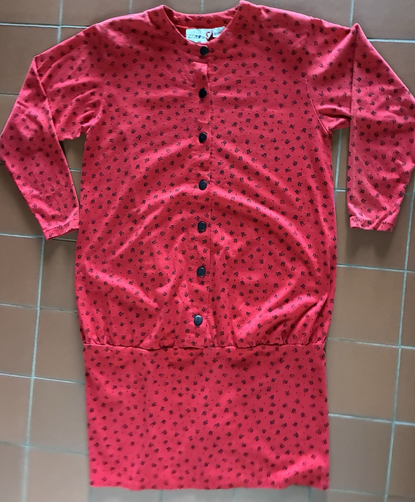 Vintage 1980s ZERO TO 9 Cherry Red Drop Waist Long Sleeved Dress Shoulder Pads M