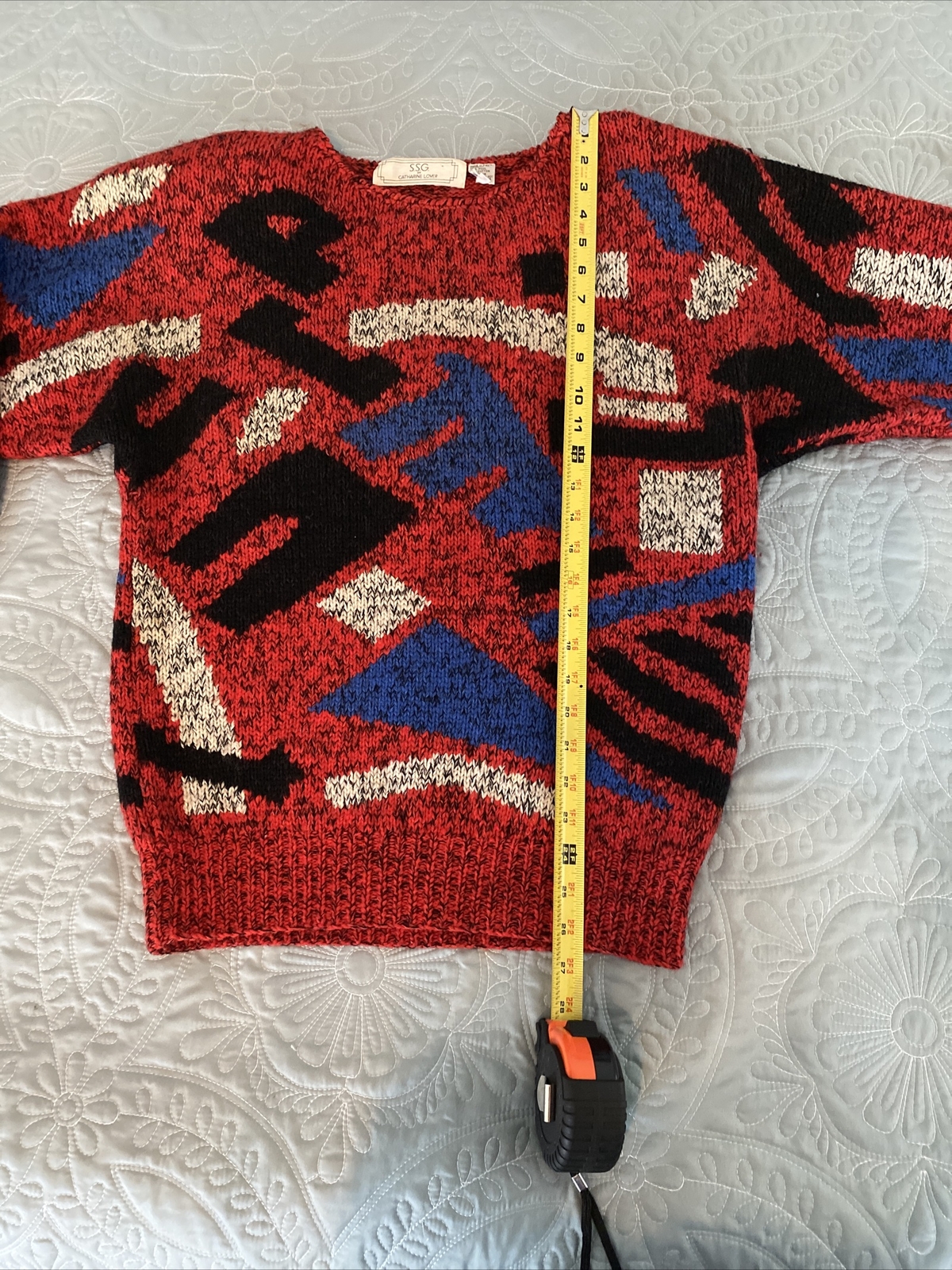 S.S.G. Catharine Lover size M Red wool/cotton retro 80s Vtg Sweater