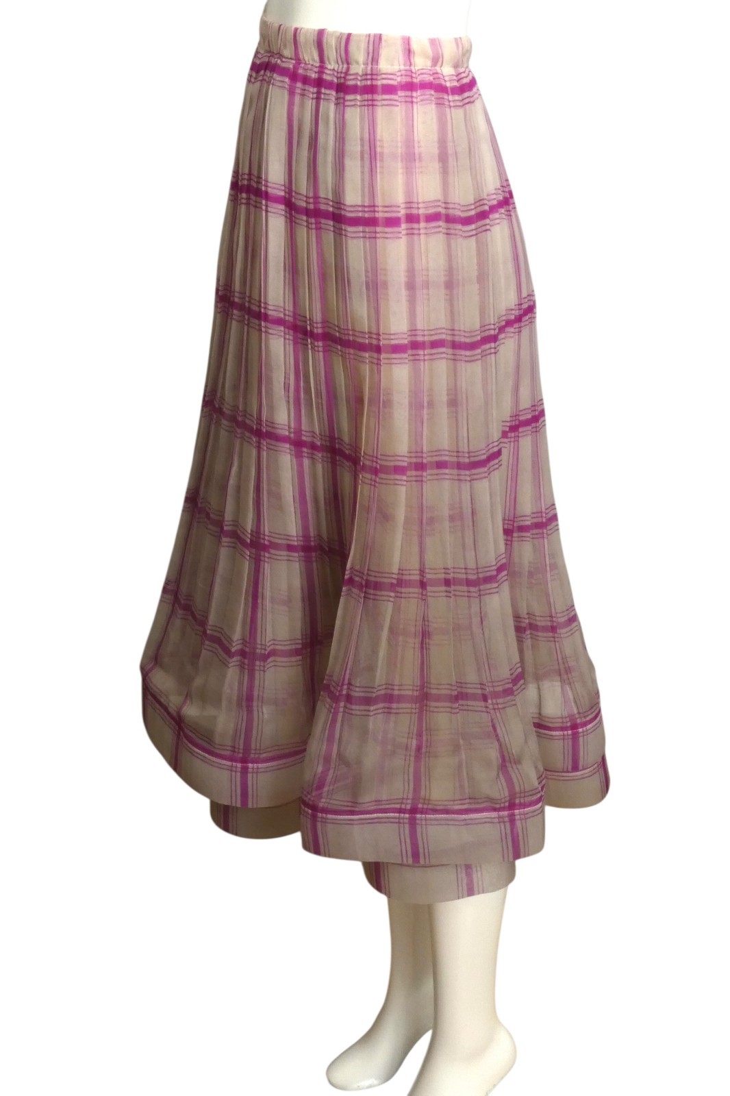 PIERRE CARDIN-Multi Color Organza Pleat Skirt, Size 6