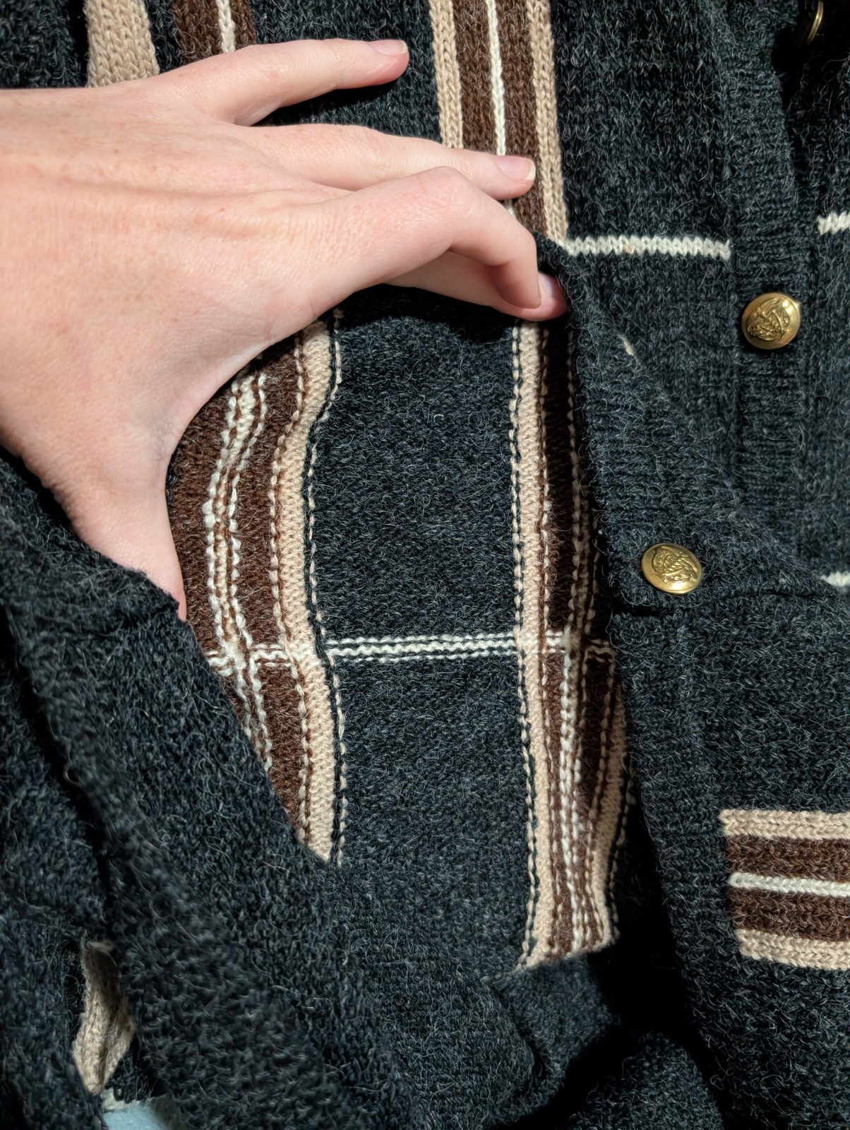 Vintage 90’s Chrysantheme Grandpa Cardigan Nautical Metal Buttons Cozy Sweater