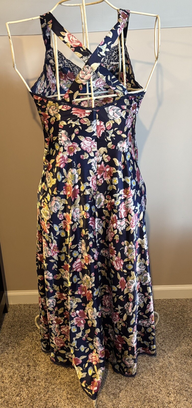 NWT Vintage Vanity Fair Satin Floral Wrap Peignoir Robe Gown Set Medium Magnolia