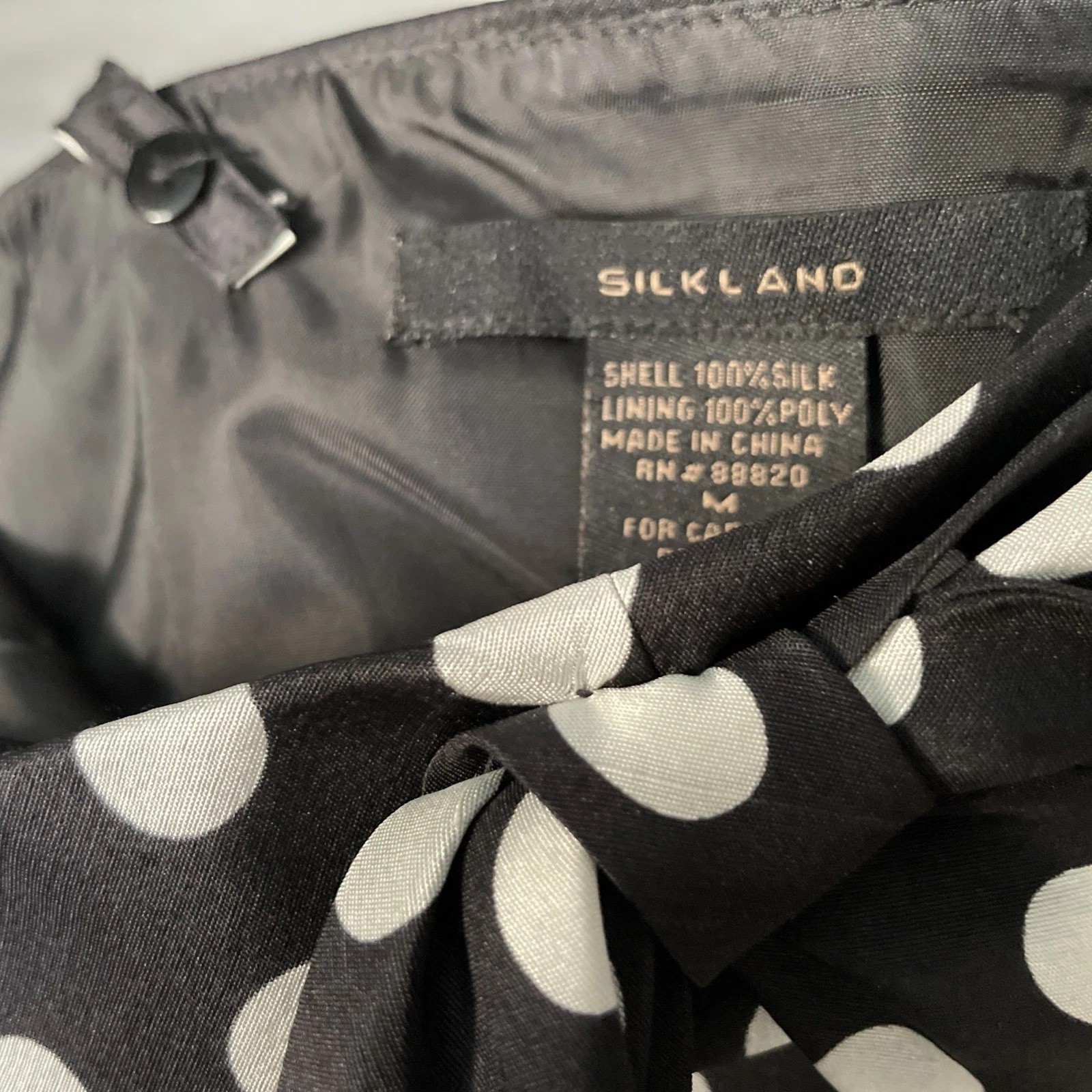 Vintage Silkland Blouse Top BlackWhite 100% Silk Tank Spaghetti Strap SzM