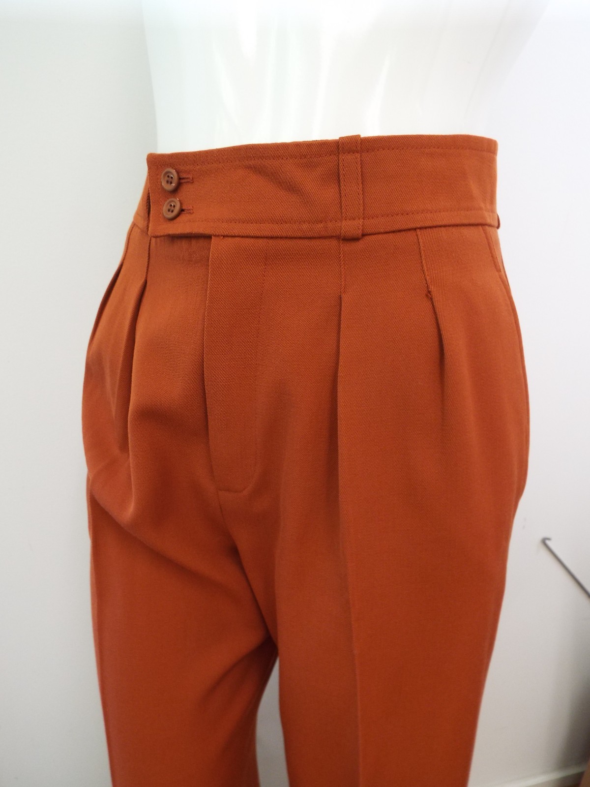 VTG 1970s Yves Saint Laurent Rive Gauche Rust Brown Wool Pants Wide Trousers YSL