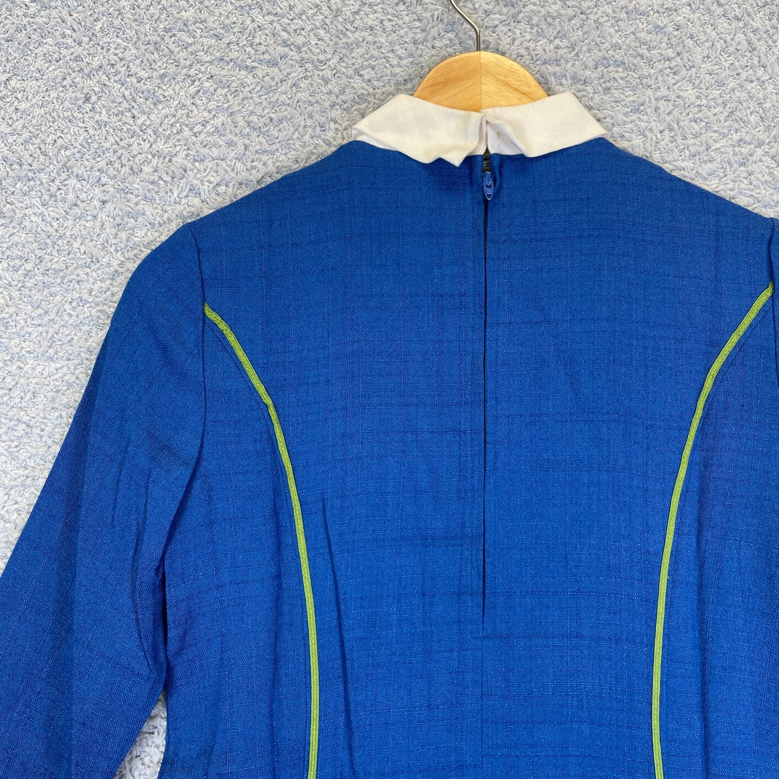Vintage 1960s Ruth of Carolina Cobalt Mod Dress Embroidered Grapes A-Line XS