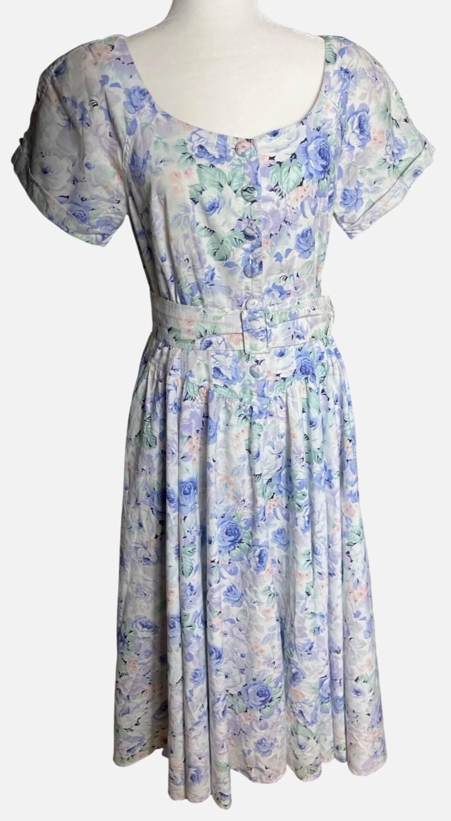 Vtg Outback Red Dress Blue Floral Cottagecore Romantic 80s Wedding Guest Wom 10