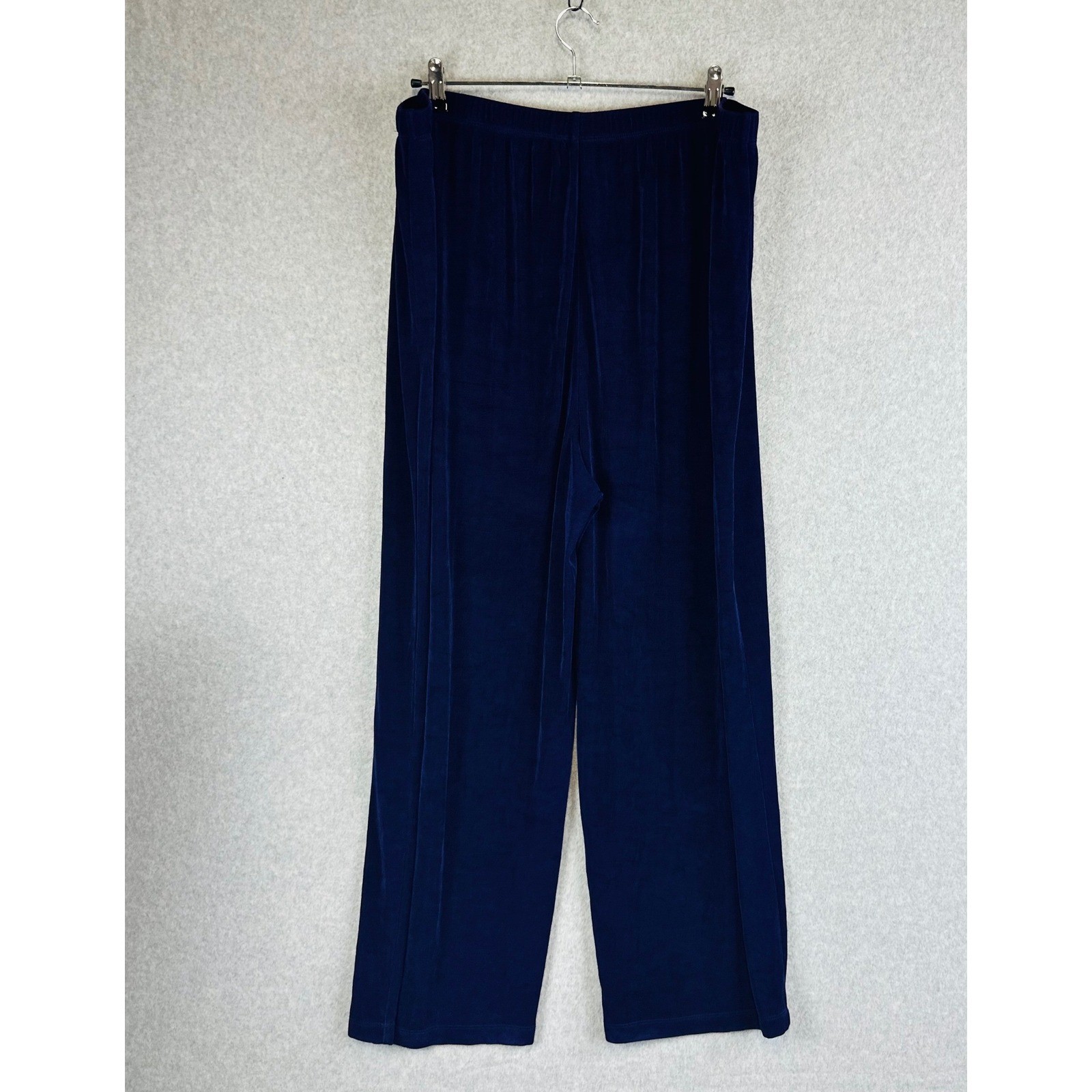 Vikki Vi Womans 3X Petite Wide Leg Pants Pull On Stretch Purple Slinky Travel