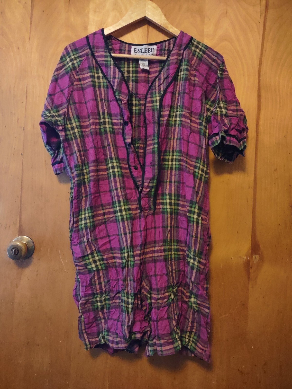 Vintage Esleep Jumpin Flannel Pajamas Women’s Small Purple Plaid One Piece