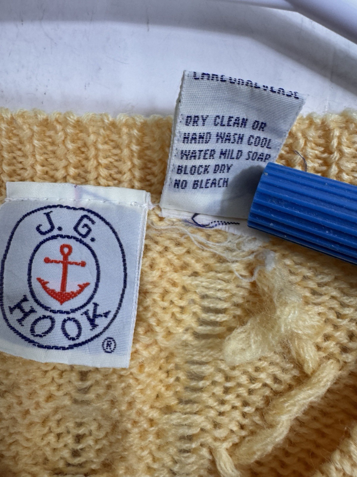 Vintage JG Hook Yellow Nubby Cable 100% Wool Sweater Size S Cardigan Made USA
