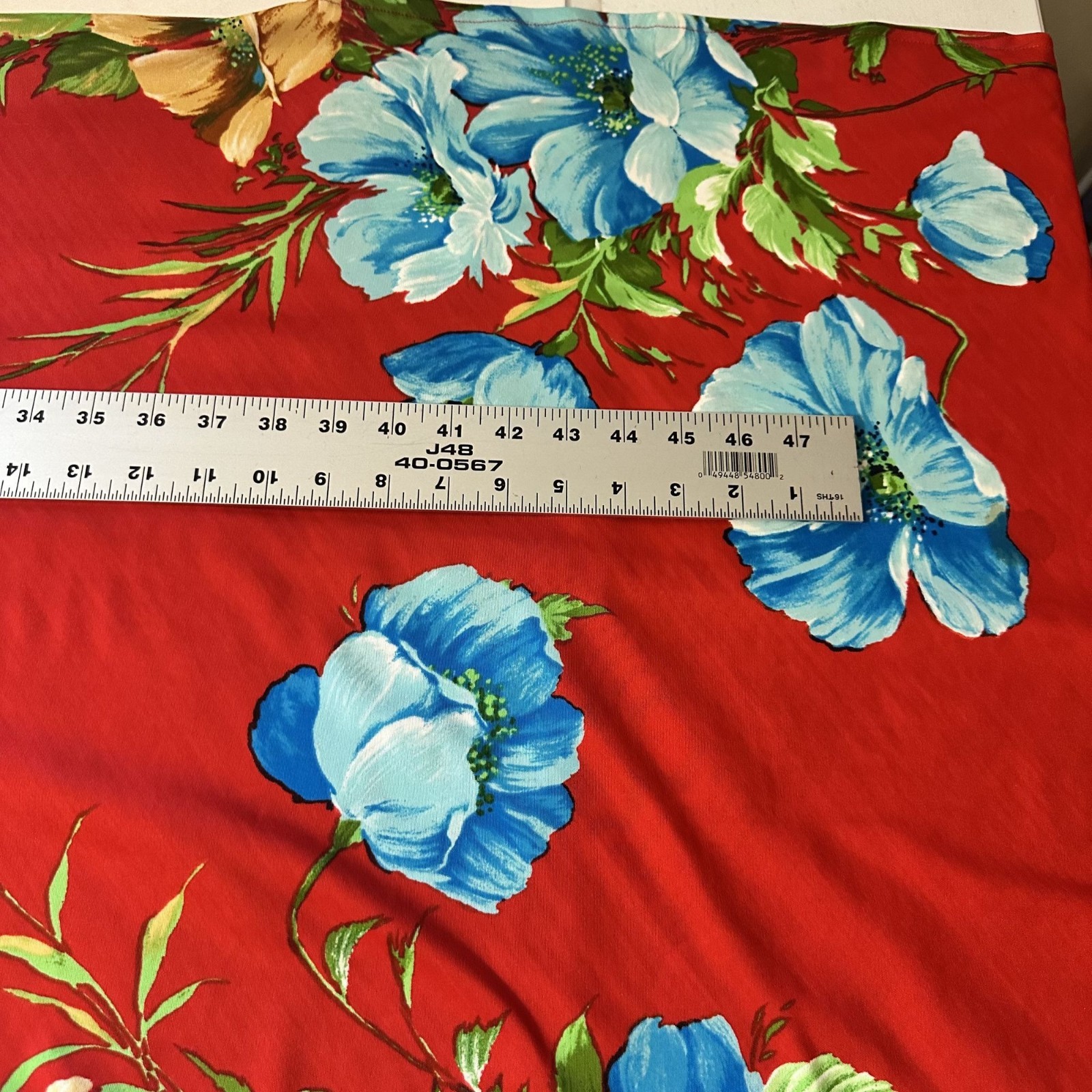 Vtg Red Floral Maxi Dress Nani Of Hawaii Short Sleeves Polyester USA Small
