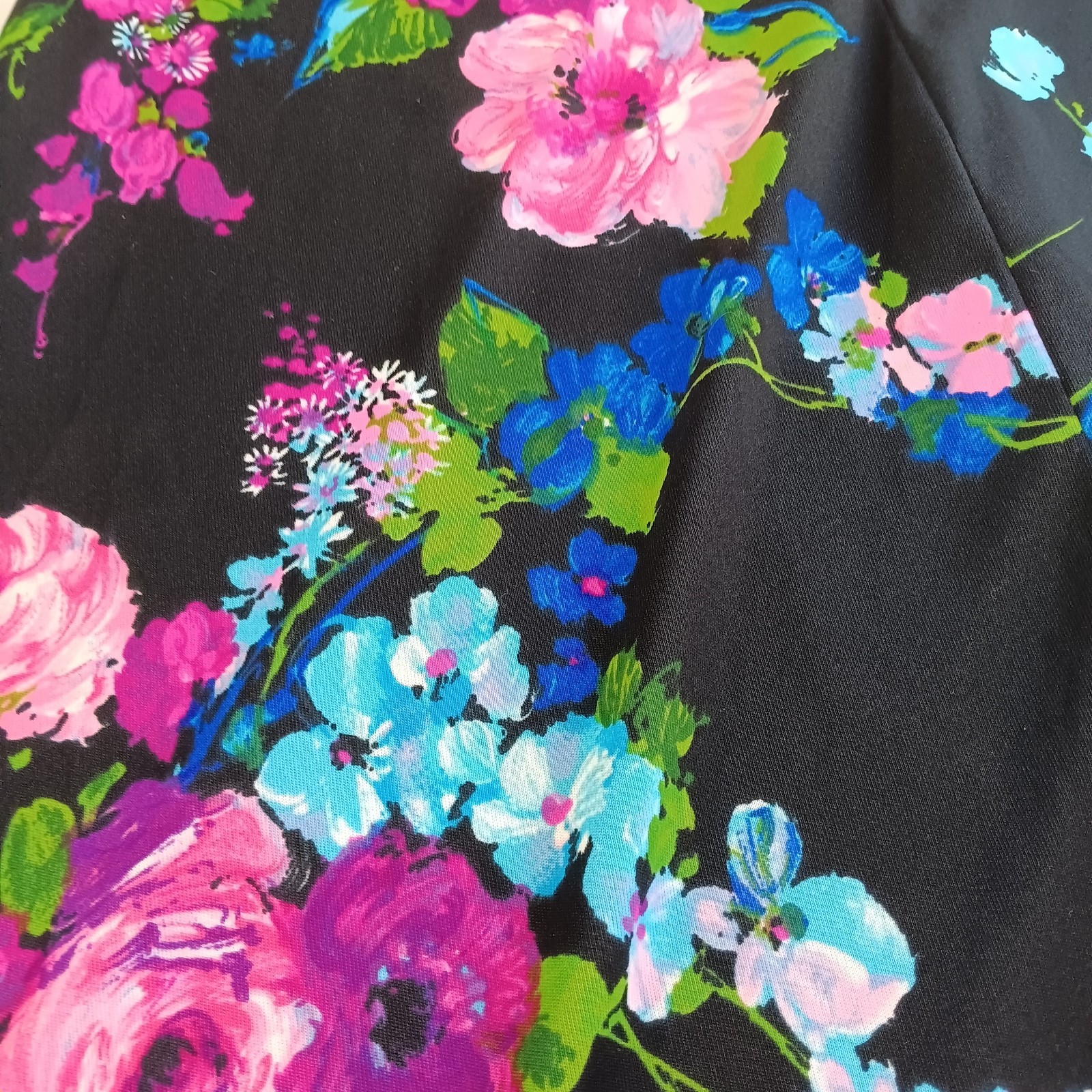Vintage Floral Cape Sleeve Secretary Dress Black Pink Blue Chiffon Belted Sheer