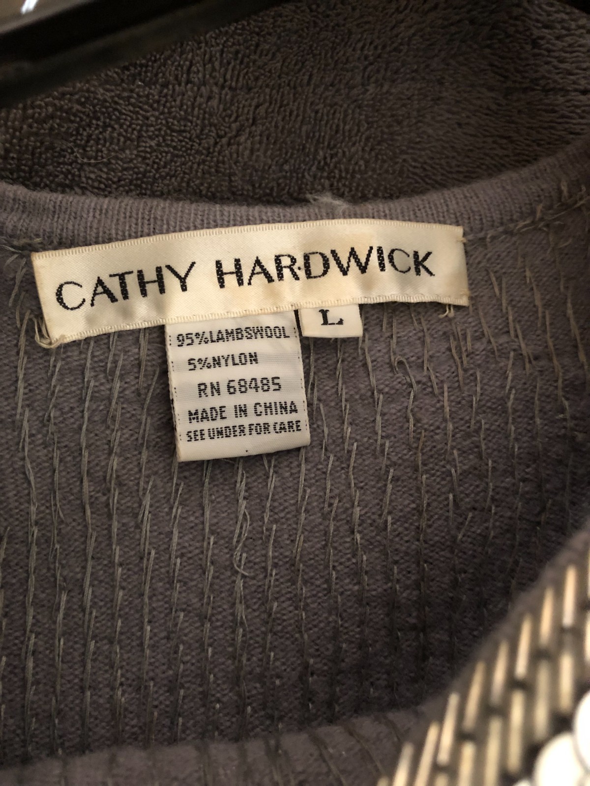 Vintage Cathy Hardwick Silver Sequin Lambs Wool Dress Large Party Cocktail Dress