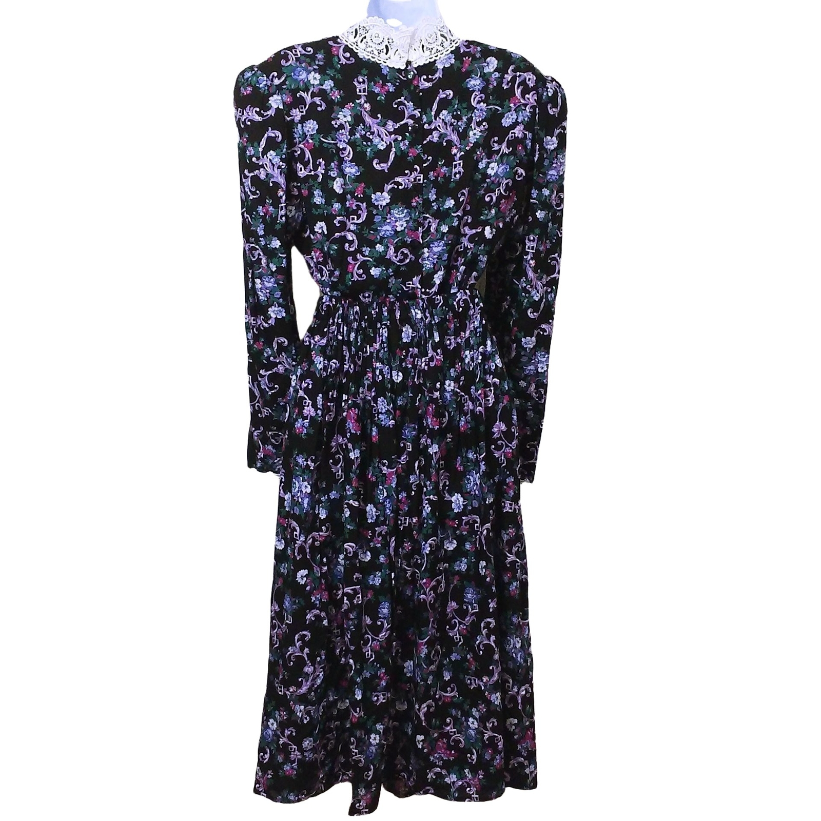 Vintage ’87 Scott McClintock 2-pc Set Victorian Lace Blouse Skirt Dark Floral