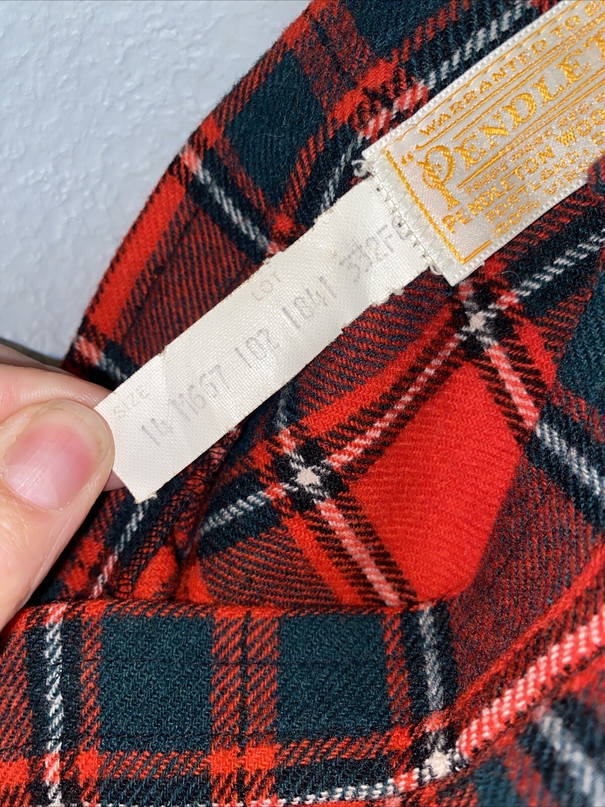 Vintage Pendleton Red Green Tartan Plaid Virgin Wool Skirt (14) 28” Waist