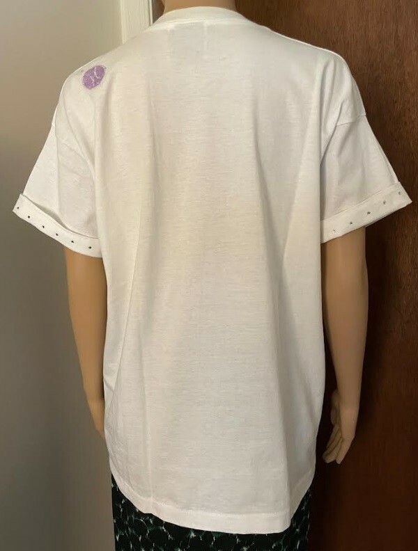 LEARSI Vintage VGUC Women’s L White Single-Stitch Tee w/Tennis Balls/Rhinestones