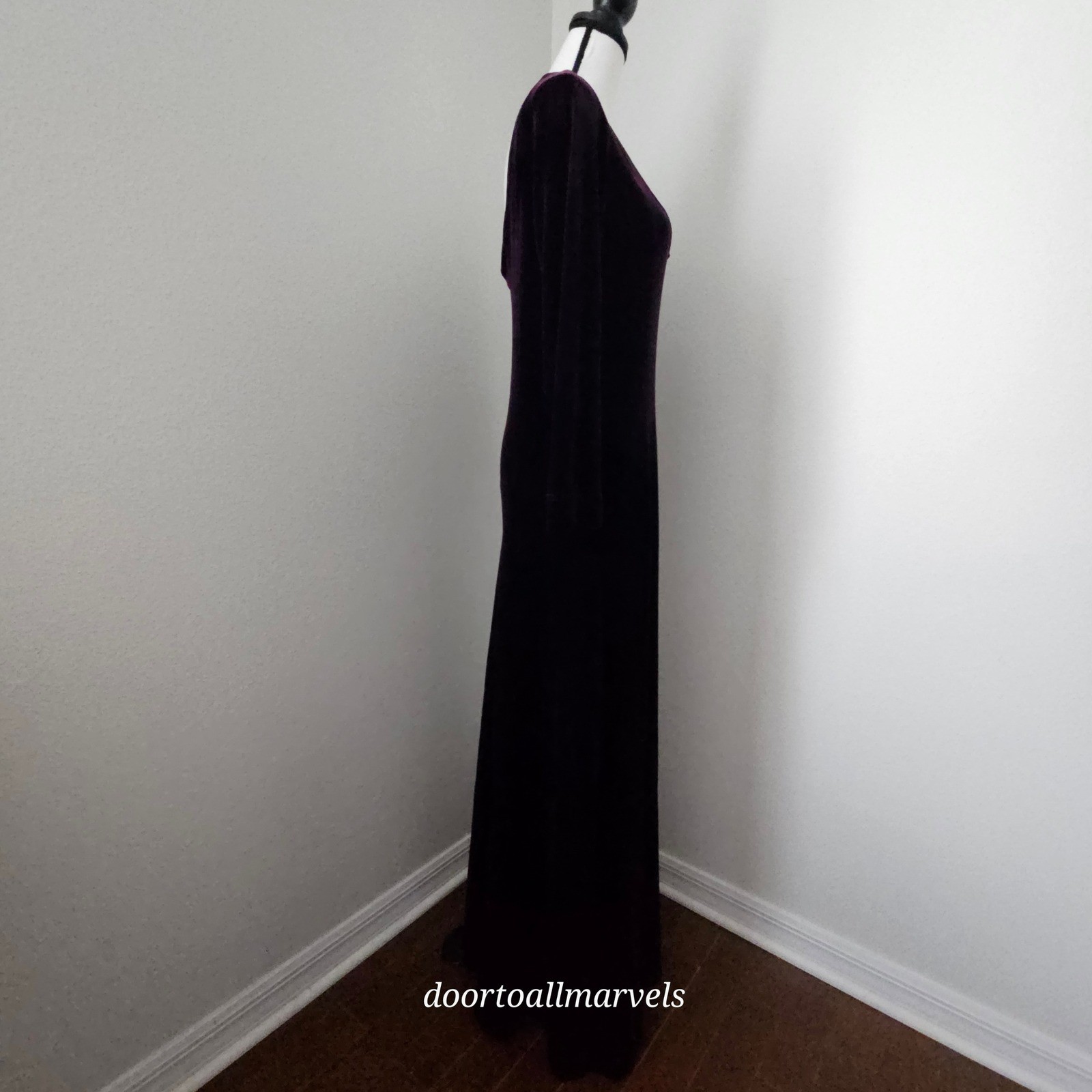 VTG Bruno Duluc Kush Velvet Maxi Dress Purple sz L? Renfest Whimsigoth Romantic