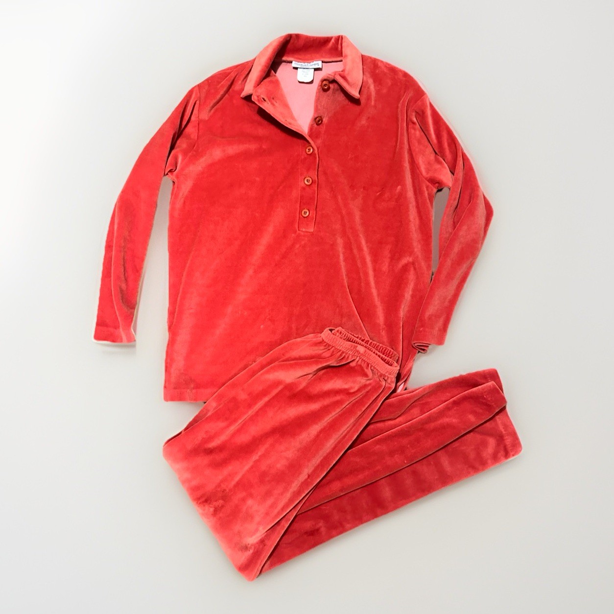 Vintage Gertrude Davenport Women’s Velour Pajama Set Lounge Wear In Orange MED