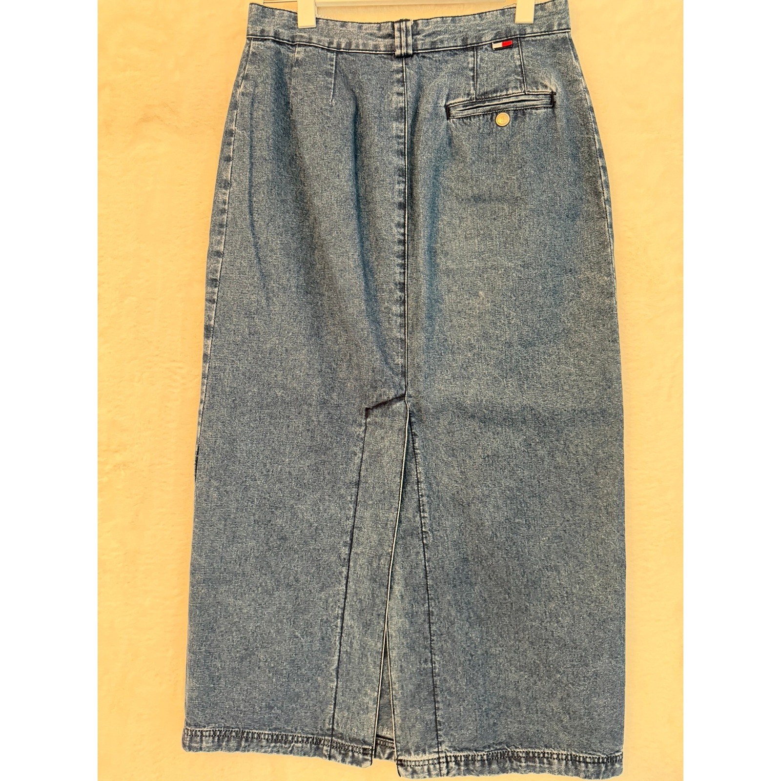 Vintage Tommy Jeans Denim Maxi Skirt Button Front Medium Wash Cotton Size 4