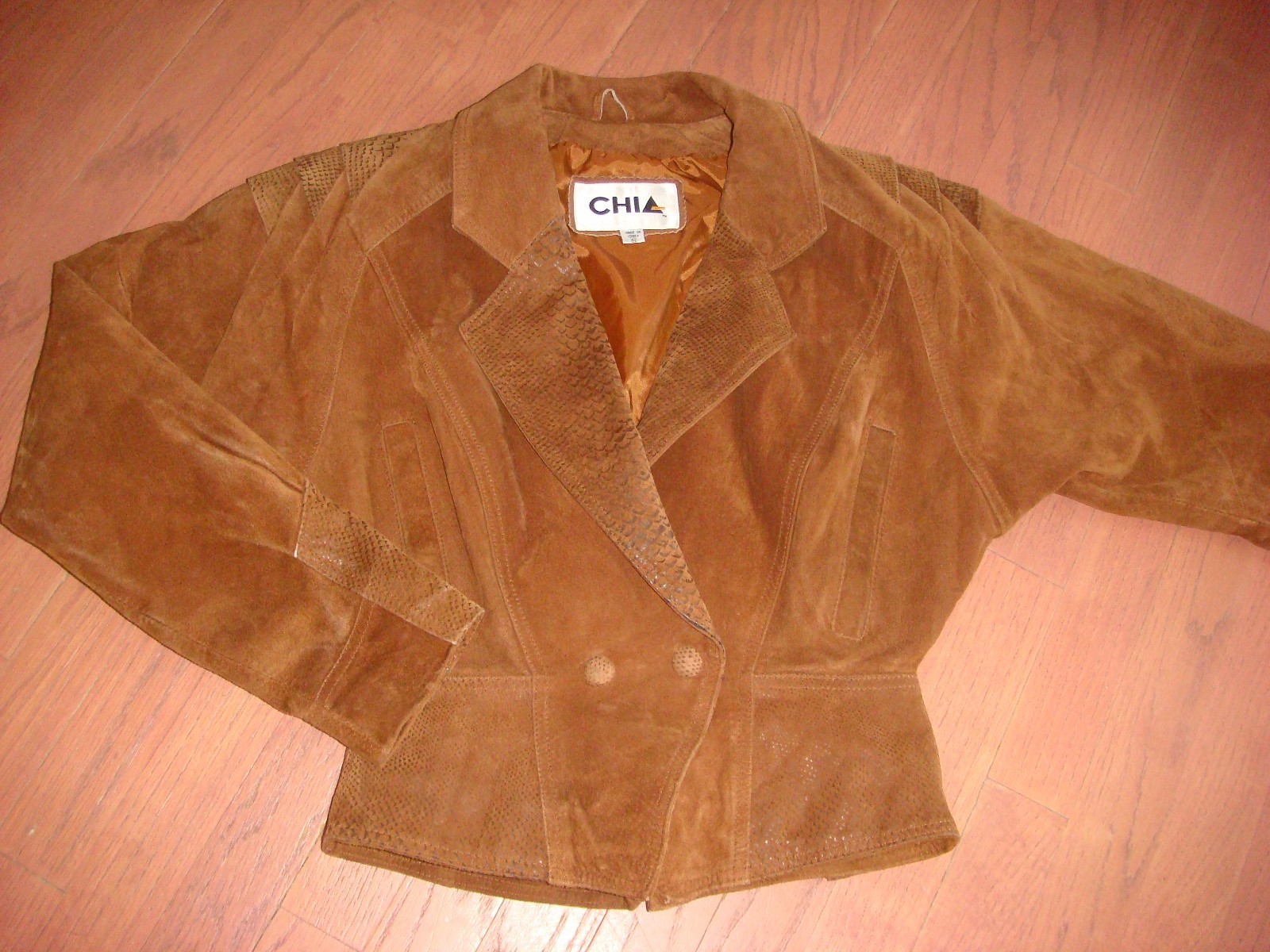 Vtg 80s Brown 100% LEATHER motorcycle style crop fashion jacket size Small