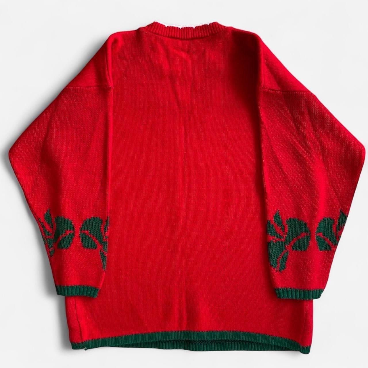 Vintage Snoopy Peanuts Christmas Sweater Wreath Red Knit Festive Holiday 90s