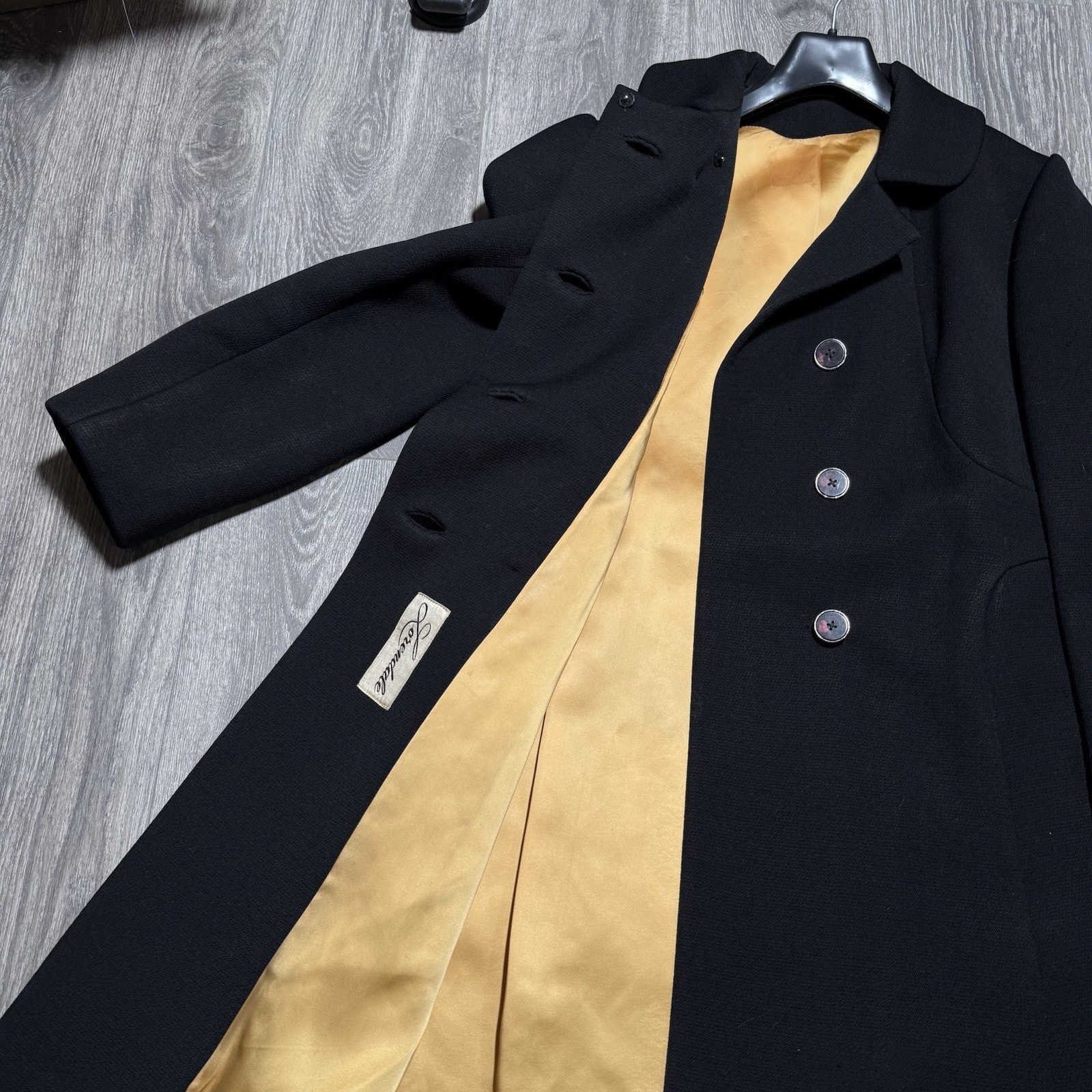 Vintage 1960s Women’s Black Wool Trench Coat 60s Lorendale By Bromleigh Size M?